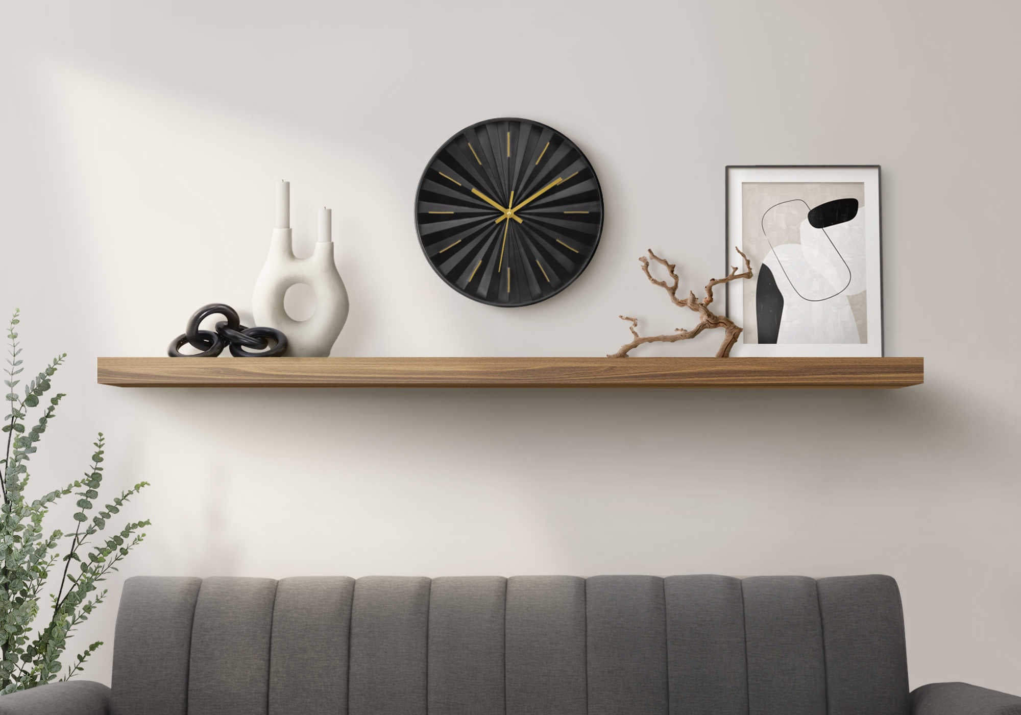 HORLOGE - 12" DIA. MURALE /  FINI NOIR – I 9113