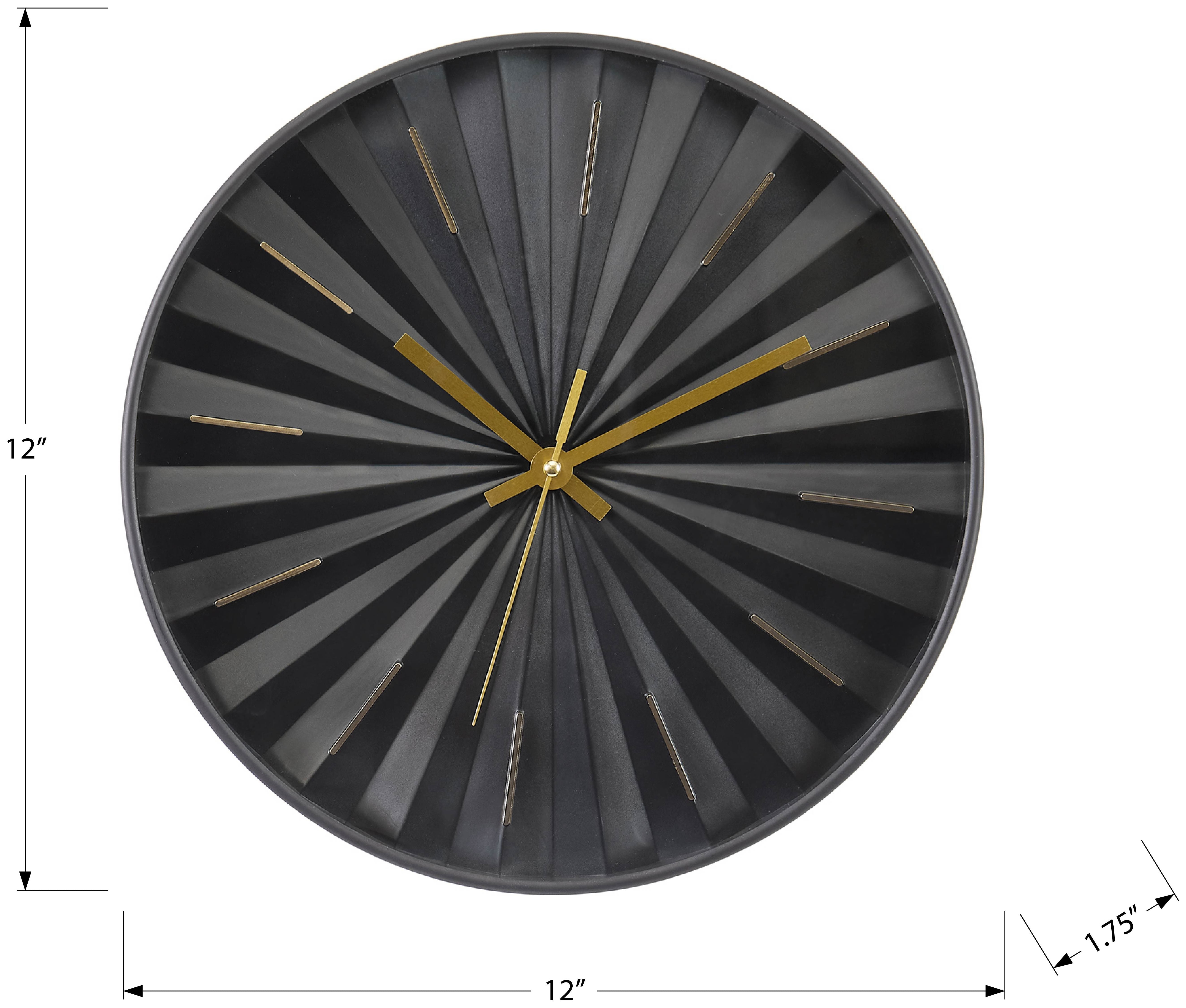 HORLOGE - 12" DIA. MURALE /  FINI NOIR – I 9113