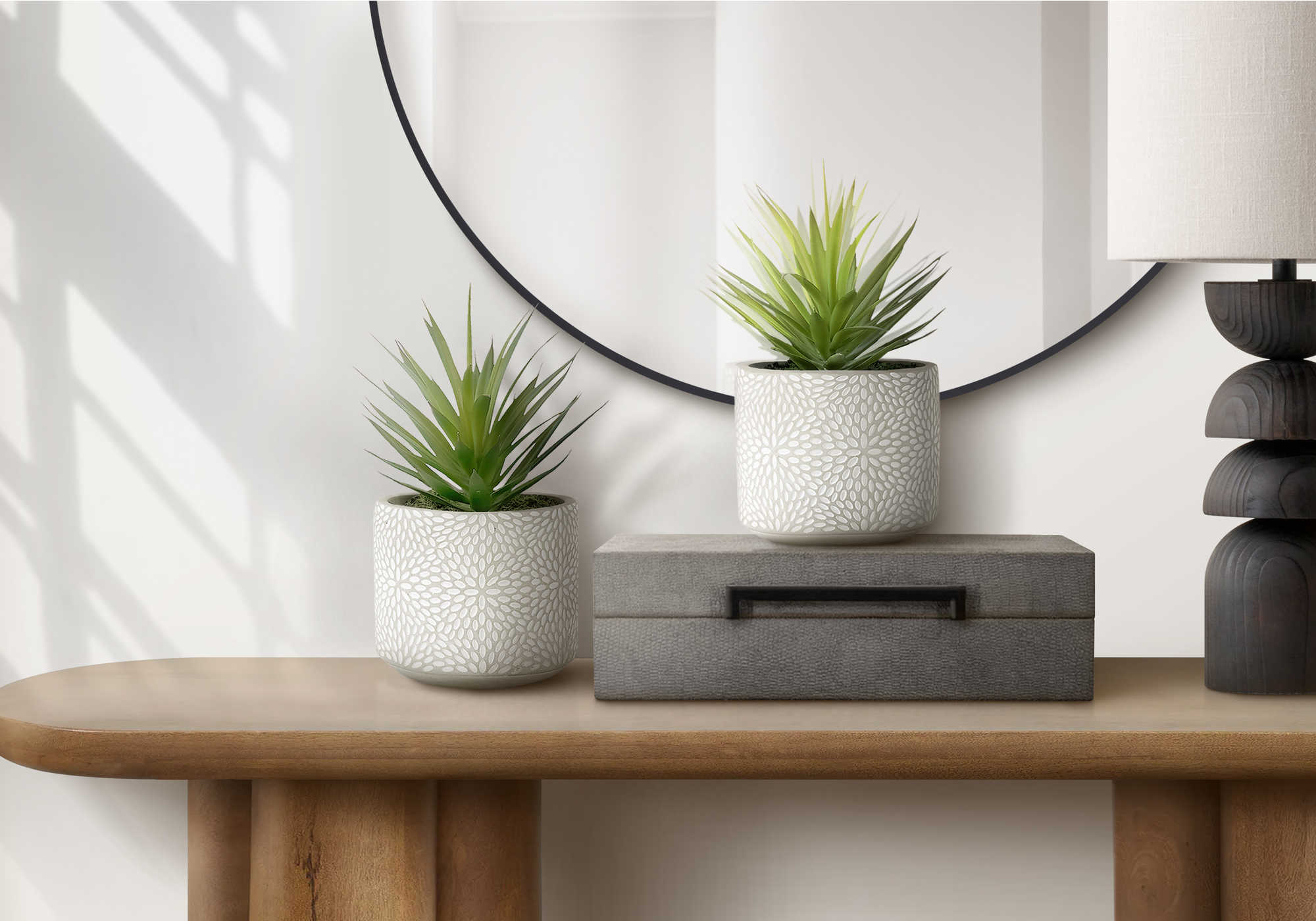 PLANTE ARTIFICIELLE - 2MCX / 9"H SUCCULENT POT CIMENT 5" – I 9362