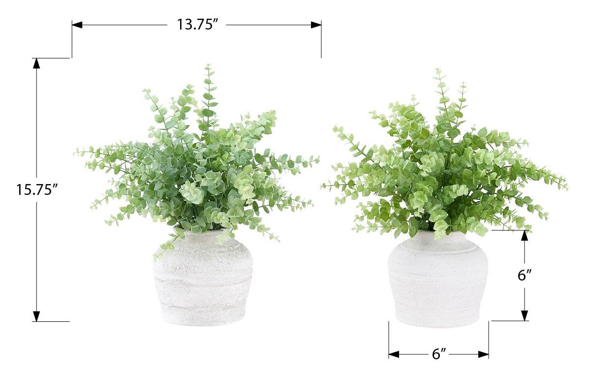 PLANTE ARTIFICIELLE - 2MCX / 16"H EUCALYPTUS / GAZON POT 6" – I 9368