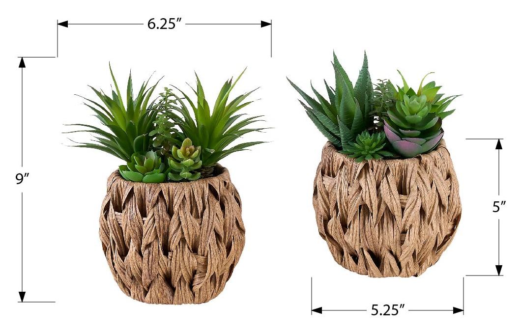 PLANTE ARTIFICIELLE - 2MCX / 9"H SUCCULENTE POT TISSE 6" – I 9369