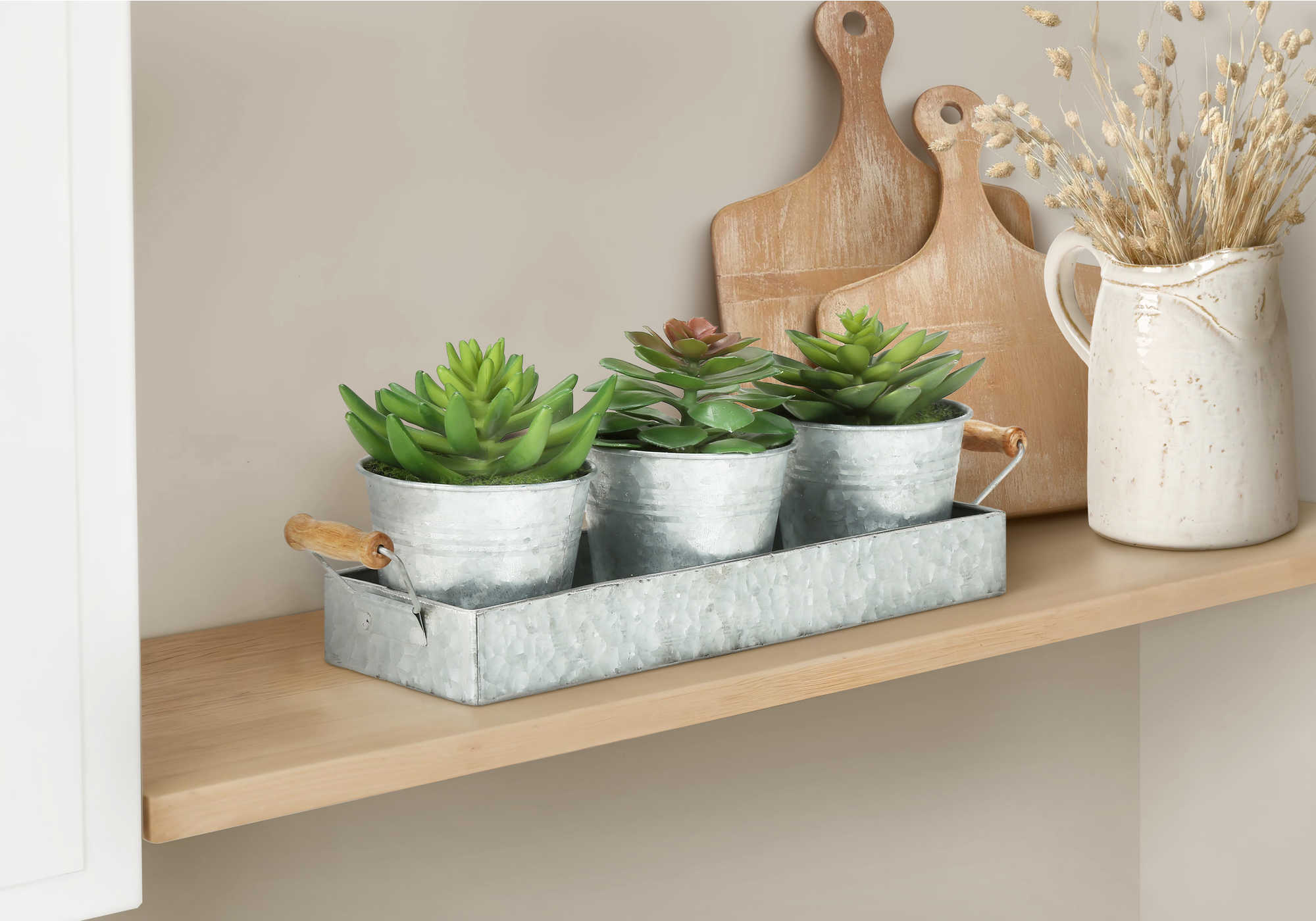 PLANTE ARTIFICIELLE - 3MCX / 6"H SUCCULENTE POT FER / METAL – I 9372