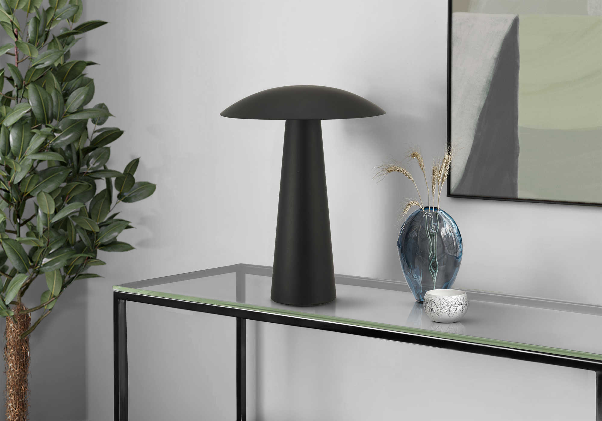 LUMINAIRE - 15"H LAMPE DE TABLE NOIR METAL / LED – I 9403
