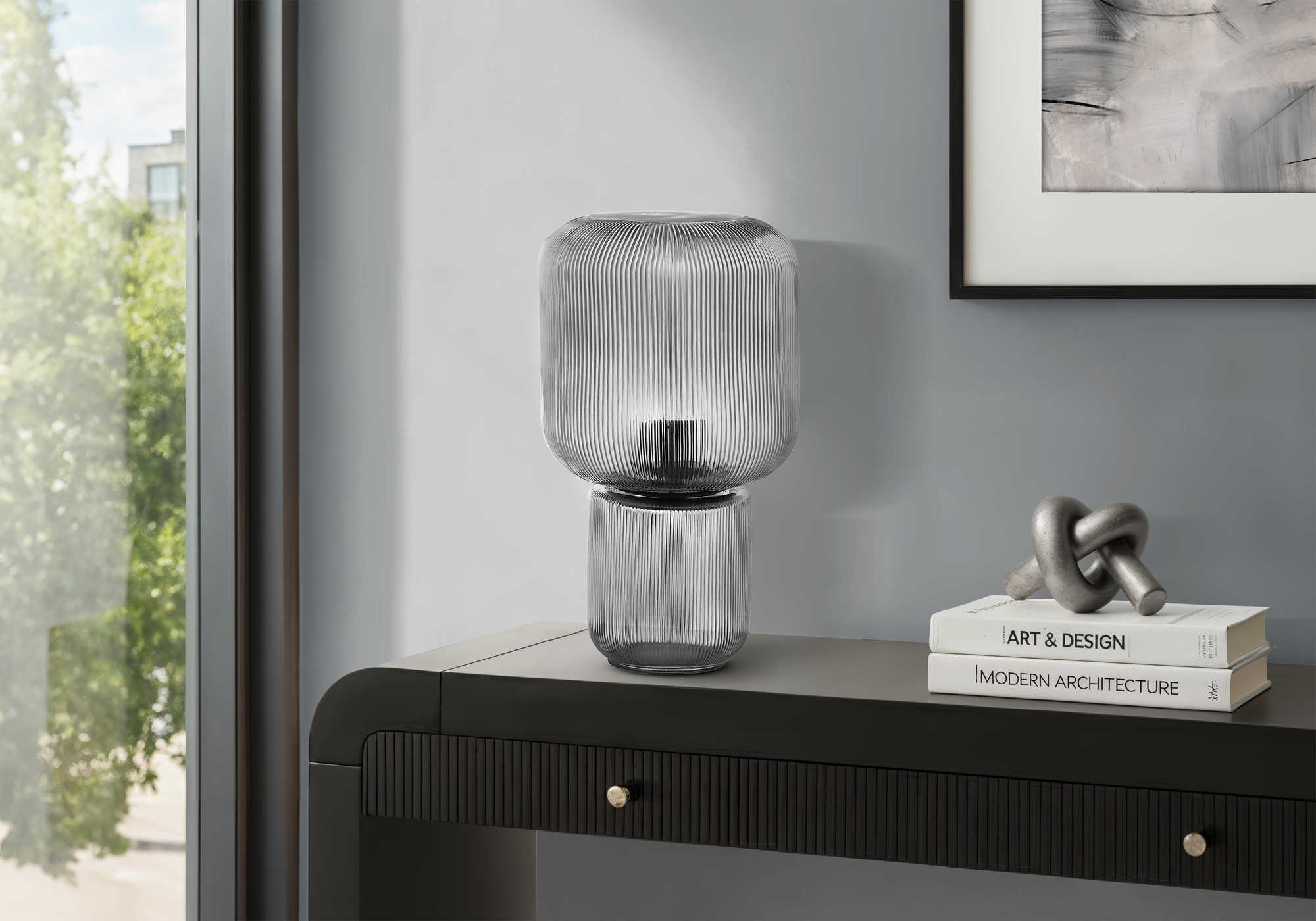 LUMINAIRE - 15"H LAMPE DE TABLE CLAIR VERRE – I 9407