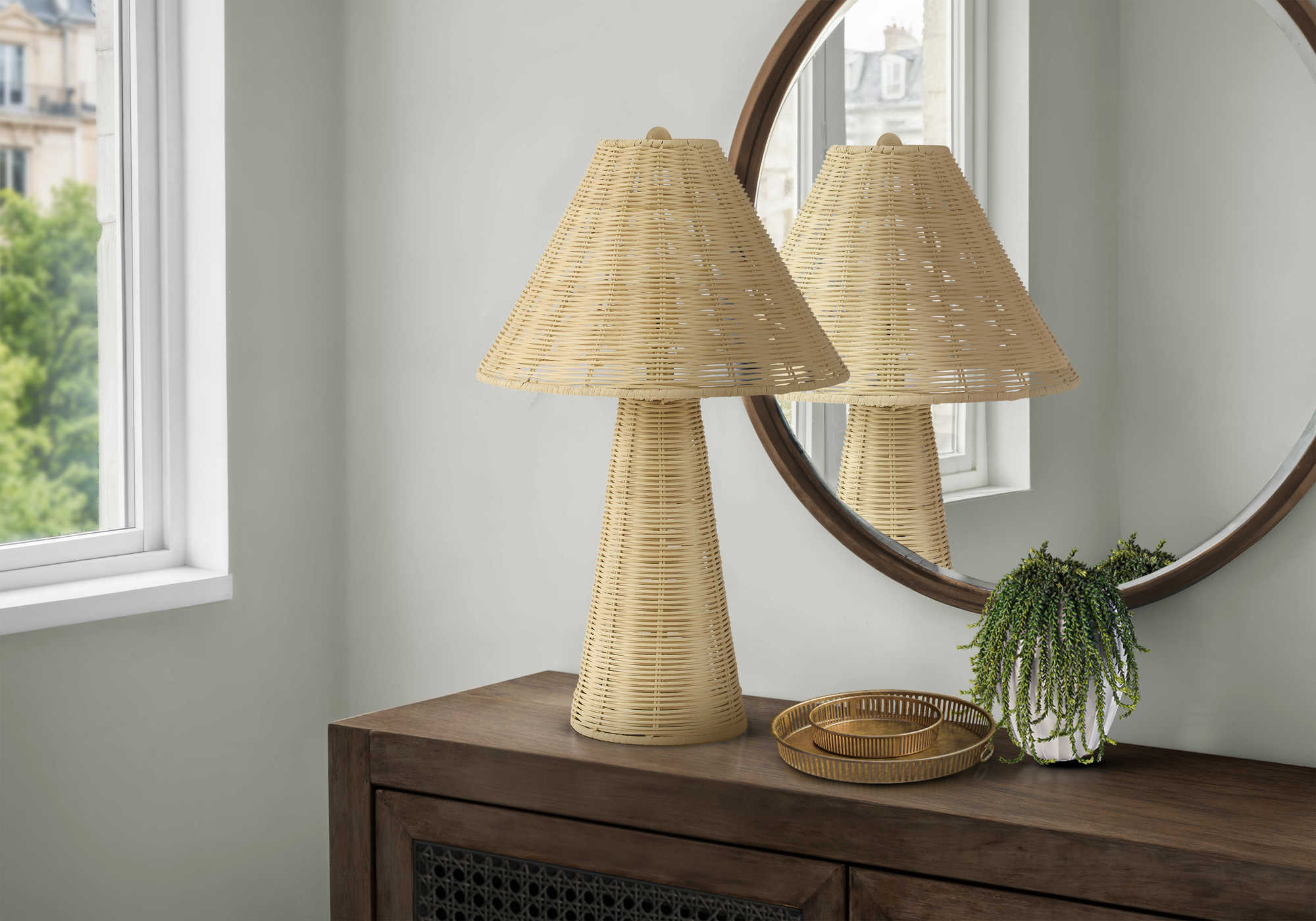 LUMINAIRE - 21"H LAMPE DE TABLE NATUREL ROTIN / NATUREL – I 9416