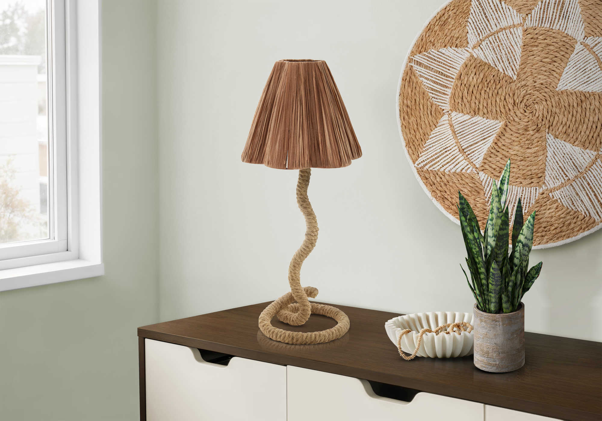 LUMINAIRE - 22"H LAMPE DE TABLE CORDE BRUN  / BRUN – I 9422