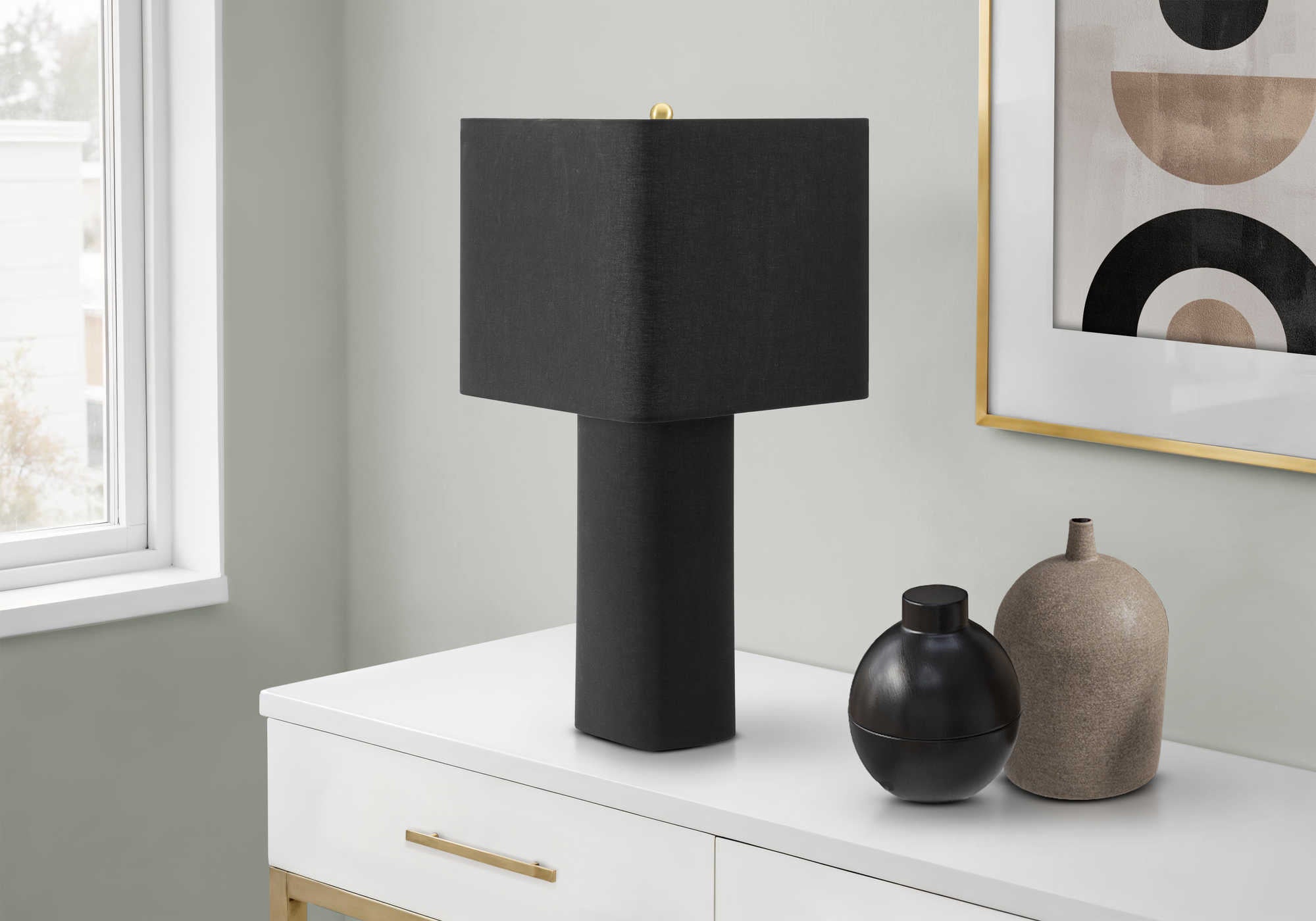 LUMINAIRE - 24"H LAMPE DE TABLE NOIR LIN / NOIR – I 9424