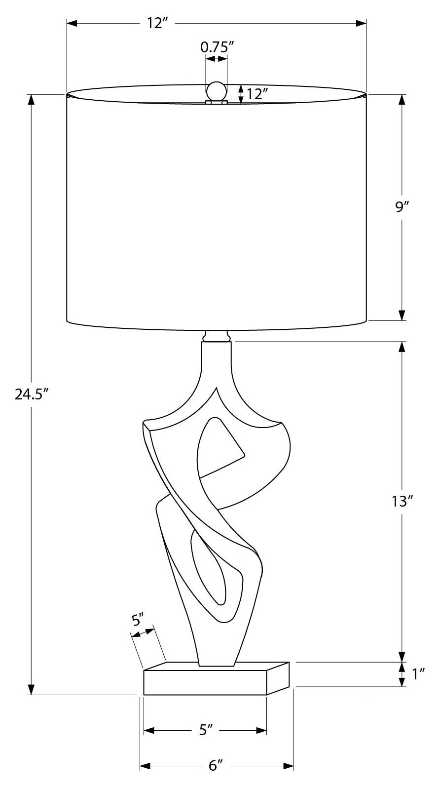 LUMINAIRE - 24"H LAMPE DE TABLE OR RESINE / IVOIRE – I 9430