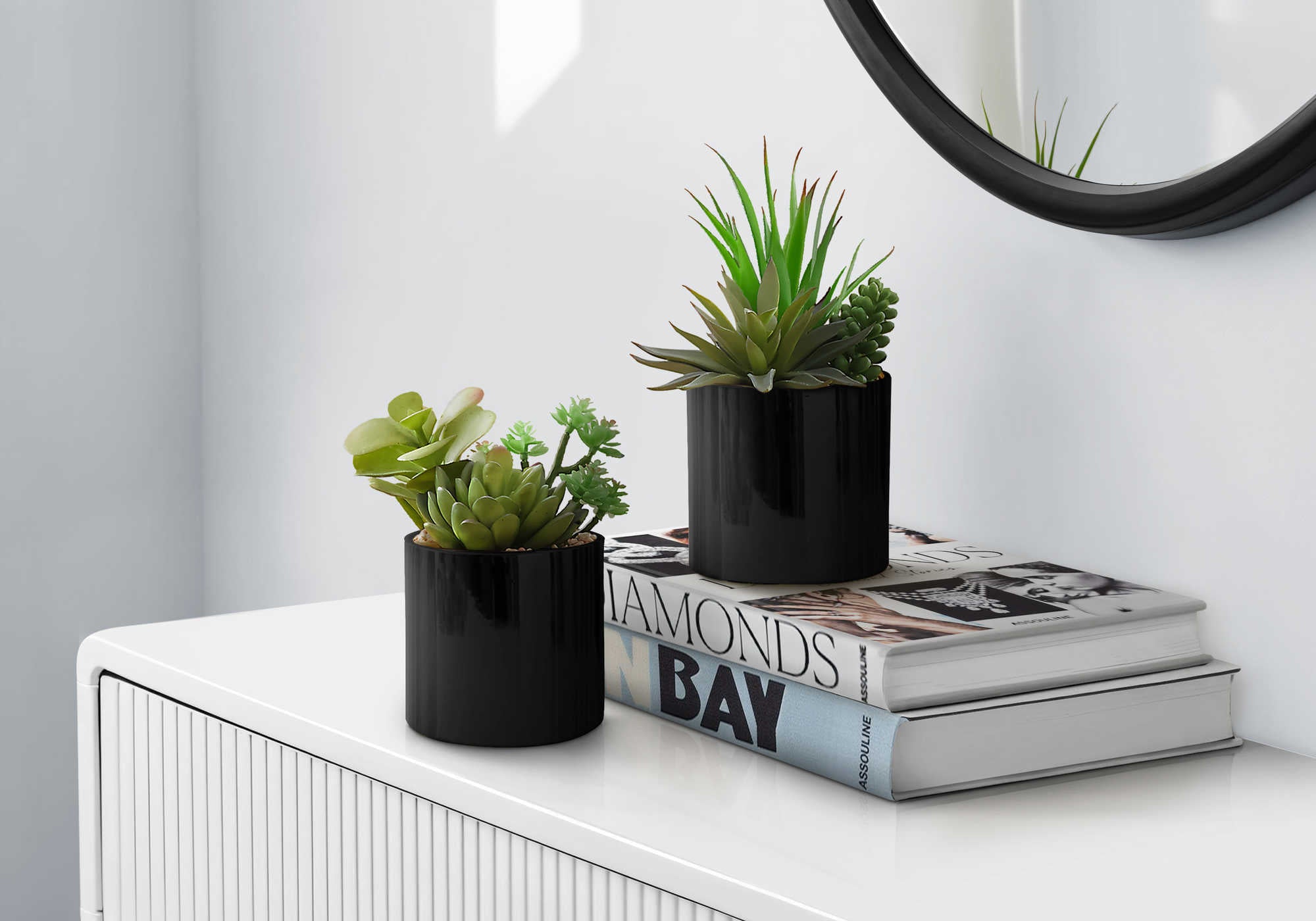 PLANTE ARTIFICIELLE - 2MCX / 7"H SUCCULENT POT 3" NOIR – I 9554