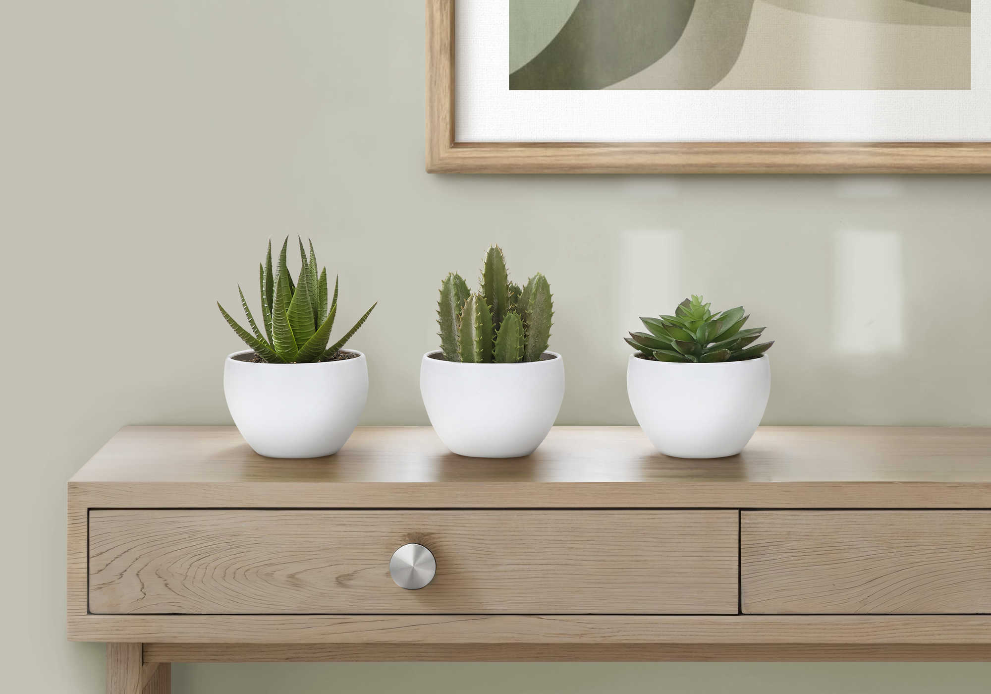 PLANTE ARTIFICIELLE - 3MCX / 6"H SUCCULENT POT BLANC 3" – I 9555
