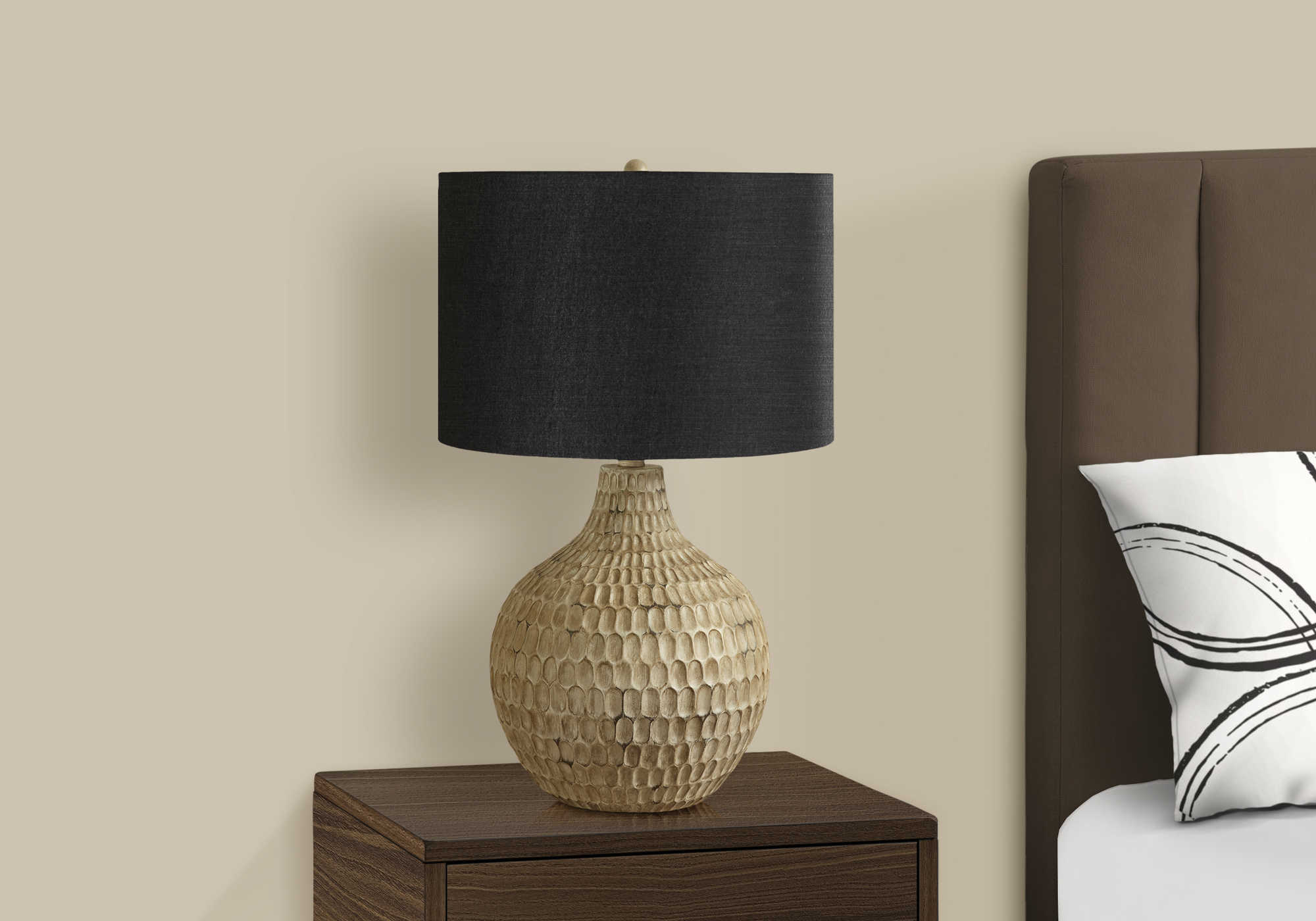 LUMINAIRE - 25"H LAMPE DE TABLE BRUN RESINE / NOIR – I 9606.
