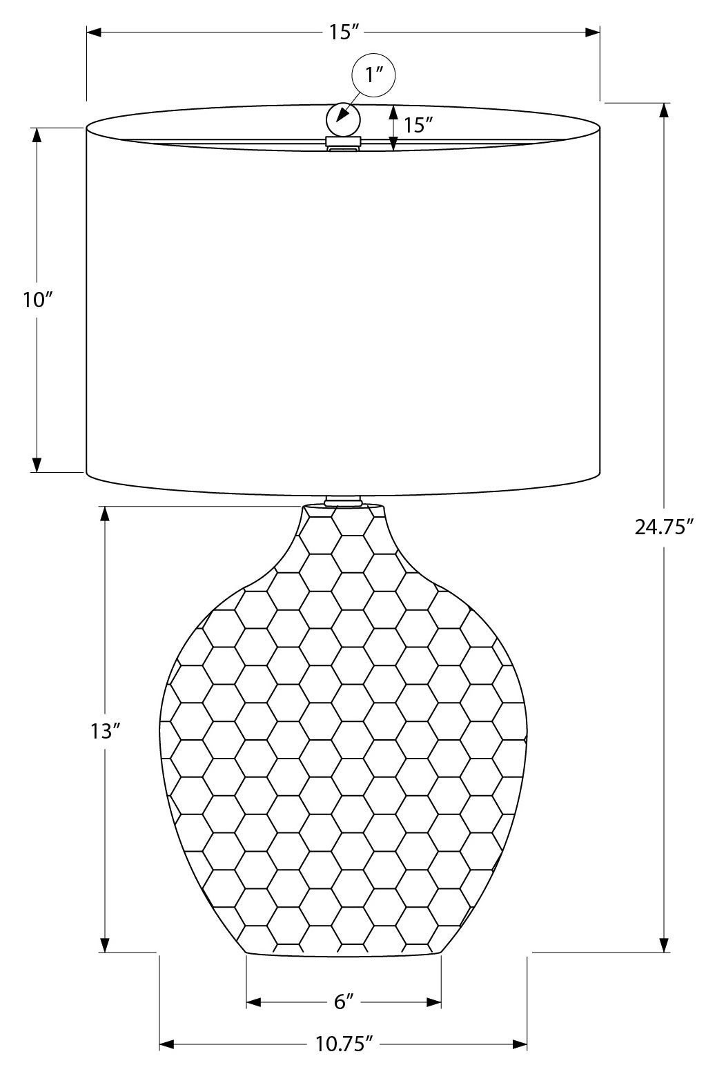 LUMINAIRE - 25"H LAMPE DE TABLE BRUN RESINE / NOIR – I 9606.