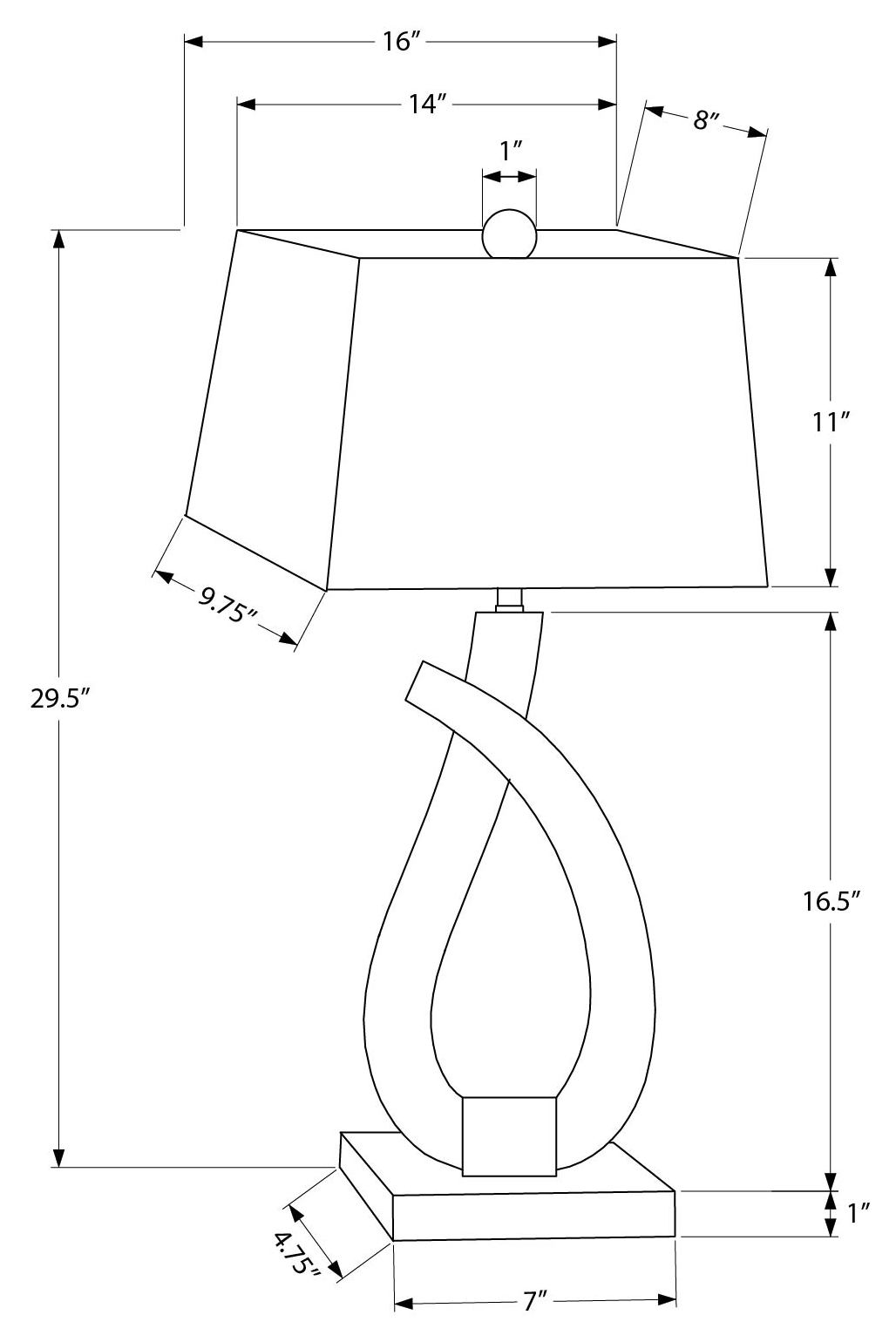 LUMINAIRE - 30"H LAMPE DE TABLE NOIR RESINE / GRIS – I 9611