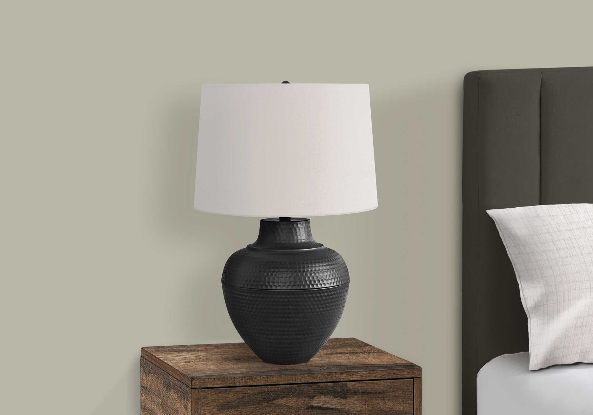 LUMINAIRE - 26"H LAMPE DE TABLE NOIR METAL / IVOIRE – I 9615.