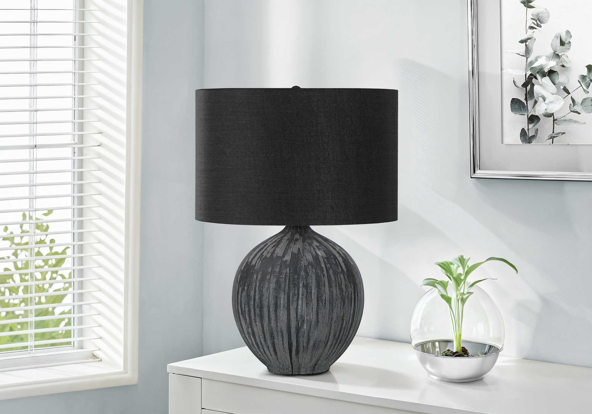 LUMINAIRE - 23"H LAMPE DE TABLE NOIR CERAMIQUE / NOIR – I 9618.