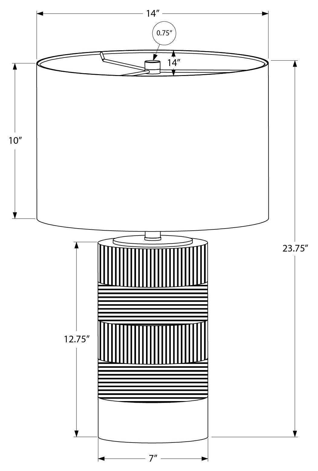 LUMINAIRE - 24"H LAMPE DE TABLE NOIR RESINE / IVOIRE – I 9619.