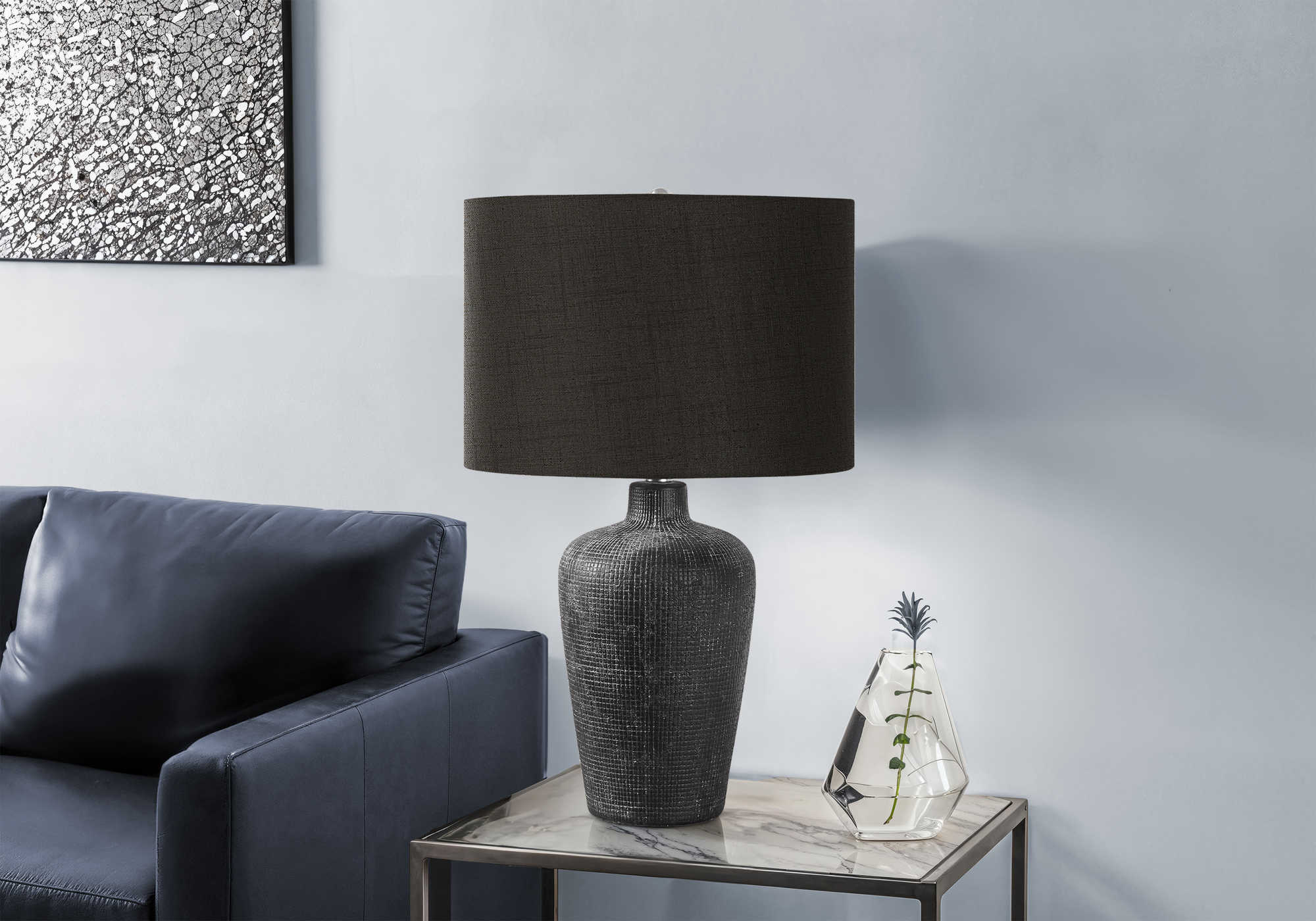 LUMINAIRE - 24"H LAMPE DE TABLE NOIR CERAMIQUE / NOIR – I 9621.