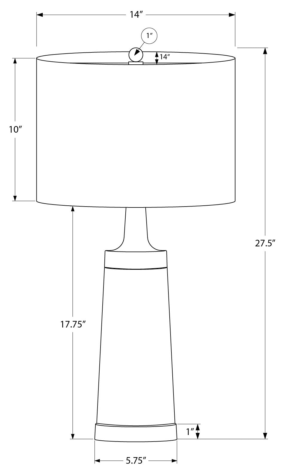 LUMINAIRE - 28"H LAMPE DE TABLE NOIR METAL / BEIGE – I 9623.