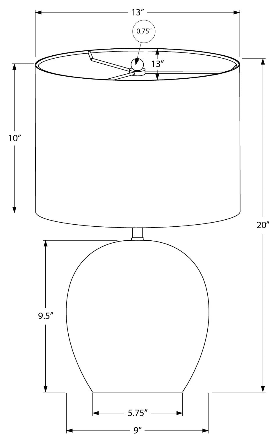 LUMINAIRE - 20"H LAMPE DE TABLE GRIS BETON / IVOIRE – I 9626.