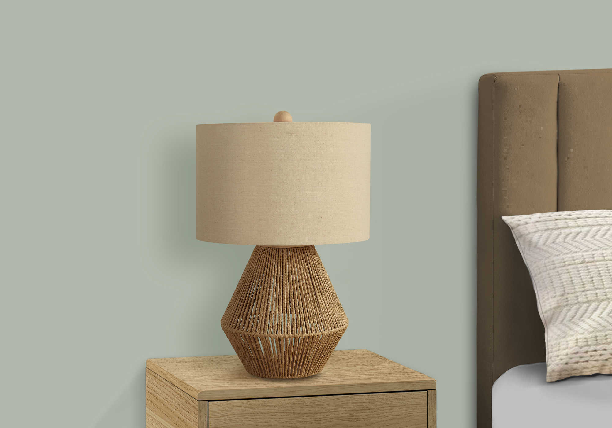 LUMINAIRE - 22"H LAMPE DE TABLE BRUN CORDE / BEIGE – I 9628.
