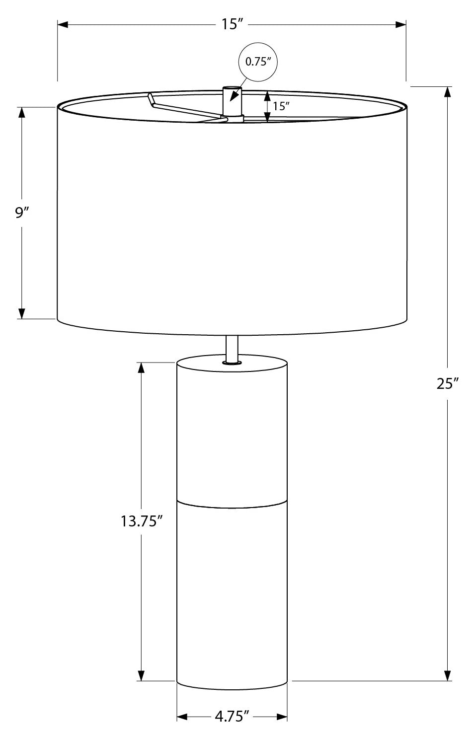 LUMINAIRE - 25"H LAMPE DE TABLE NOIR BETON / NOIR – I 9629.