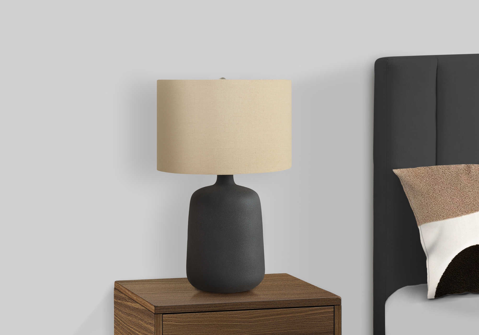 LUMINAIRE - 24"H LAMPE DE TABLE NOIR CERAMIQUE / BEIGE – I 9635.