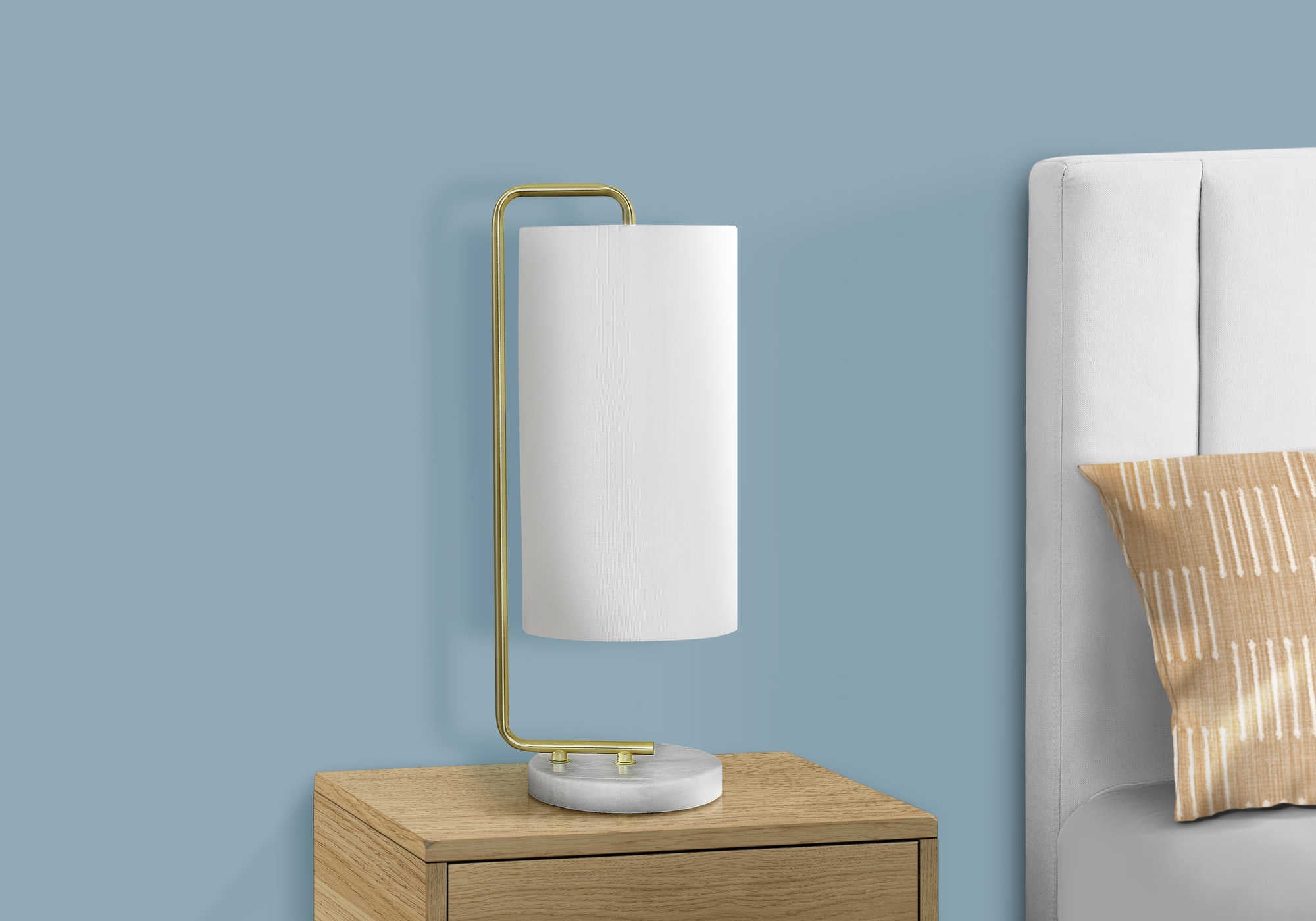 LUMINAIRE - 20"H LAMPE DE TABLE BLANC MARBRE / IVOIRE – I 9636.