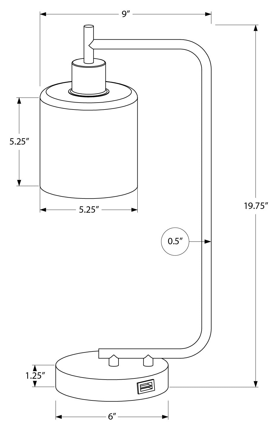 LUMINAIRE - 20"H LAMPE DE TABLE NOIR METAL / VERRE / USB – I 9637.