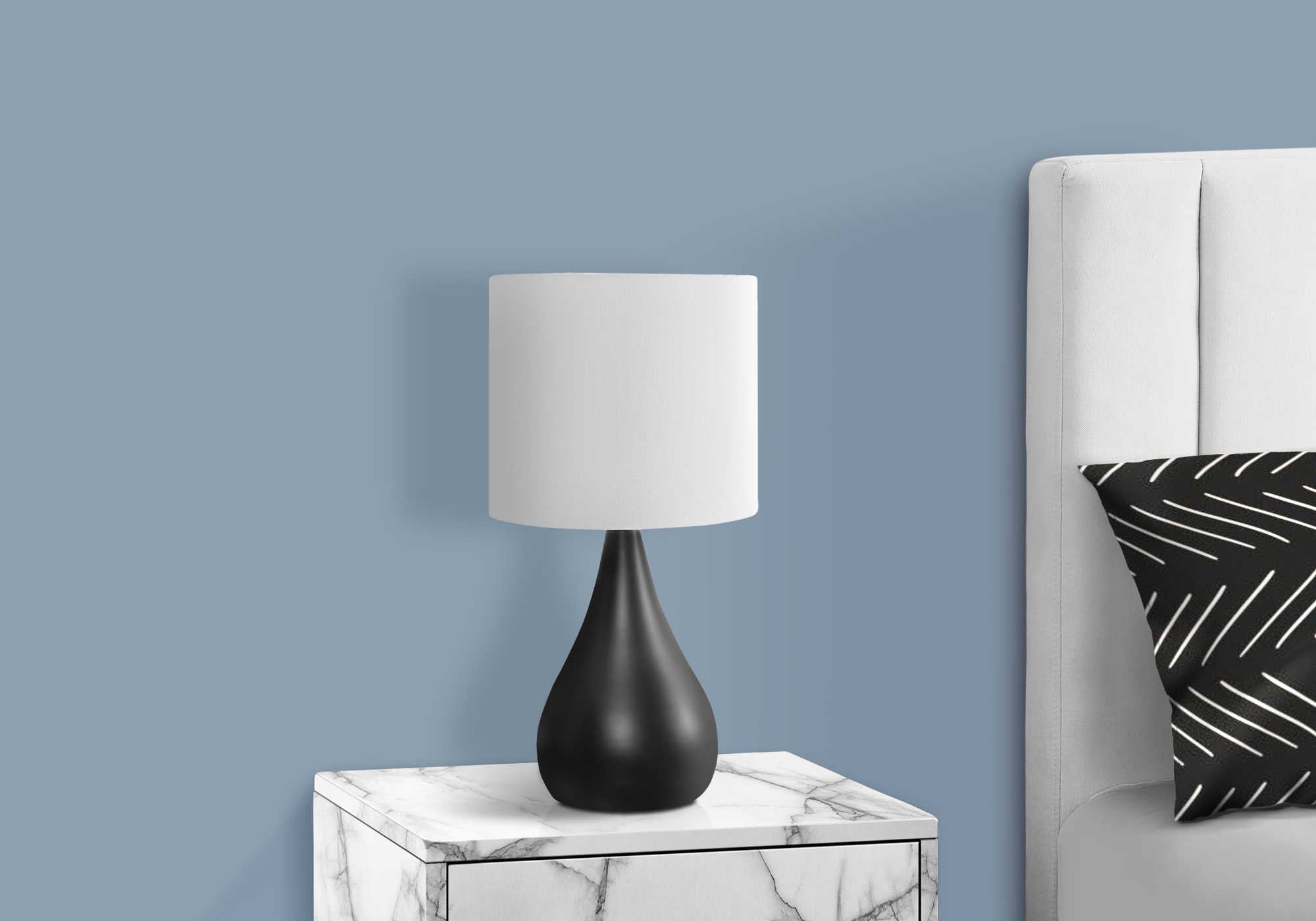LUMINAIRE - 2MCX / 18"H LAMPE DE TABLE NOIR METAL /IVOIRE – I 9639.