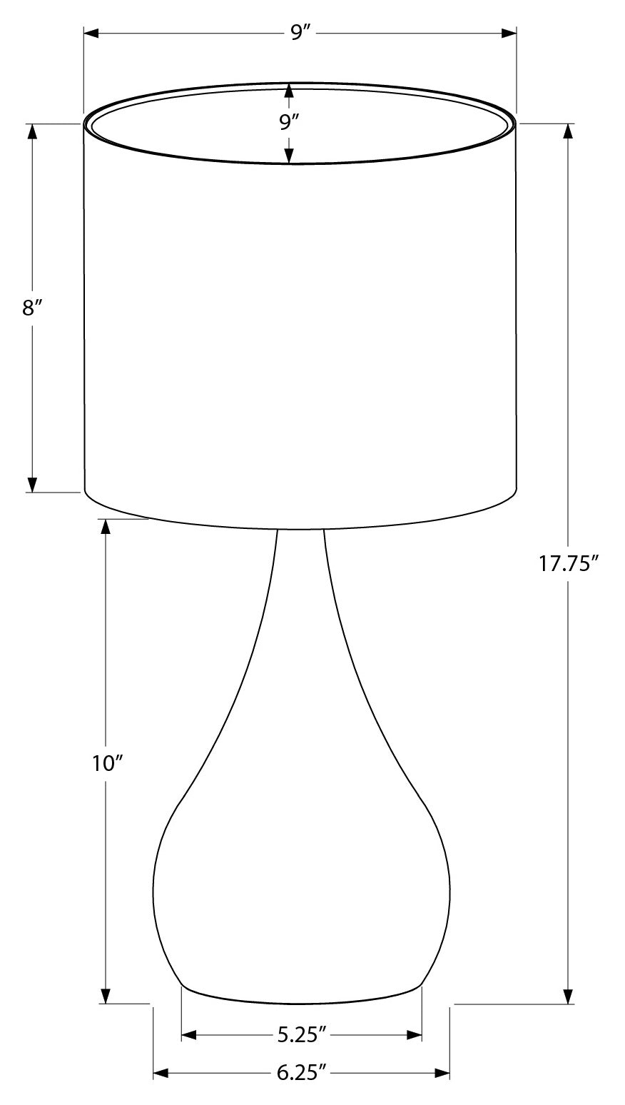 LUMINAIRE - 2MCX / 18"H LAMPE DE TABLE NOIR METAL /IVOIRE – I 9639.