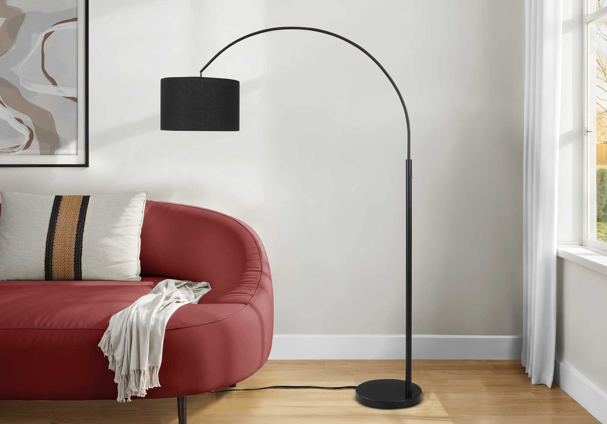 LUMINAIRE - 81"H LAMPE SUR PIED ARC NOIR METAL / NOIR – I 9641