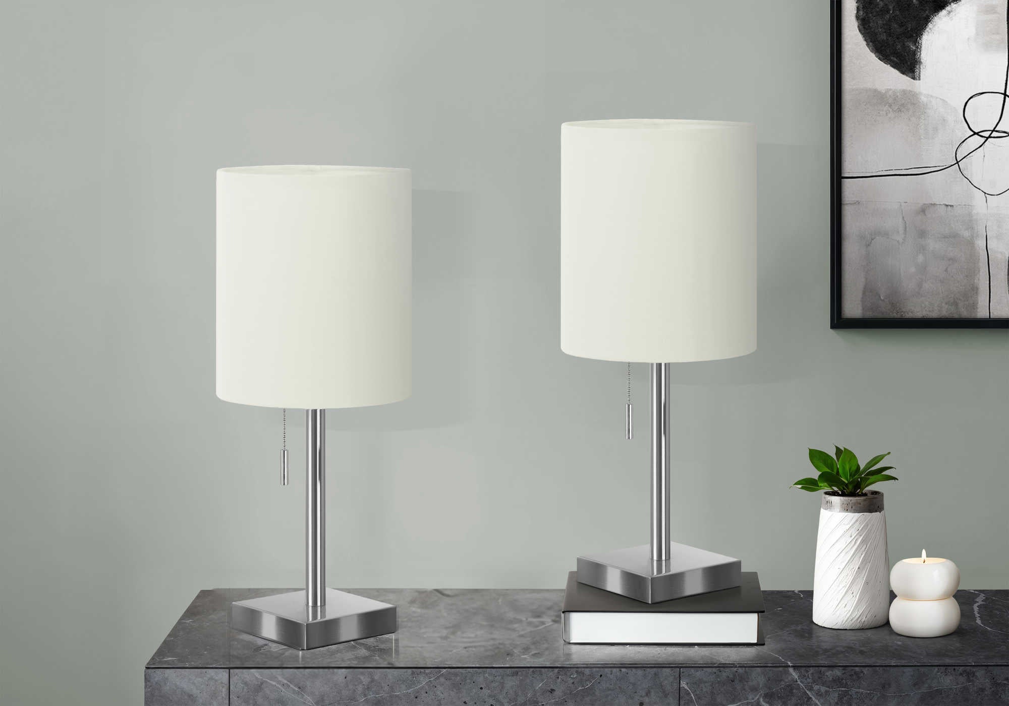 LUMINAIRE - 2MCX / 17"LAMPE DE TABLE NICKEL METAL / USB – I 9649.