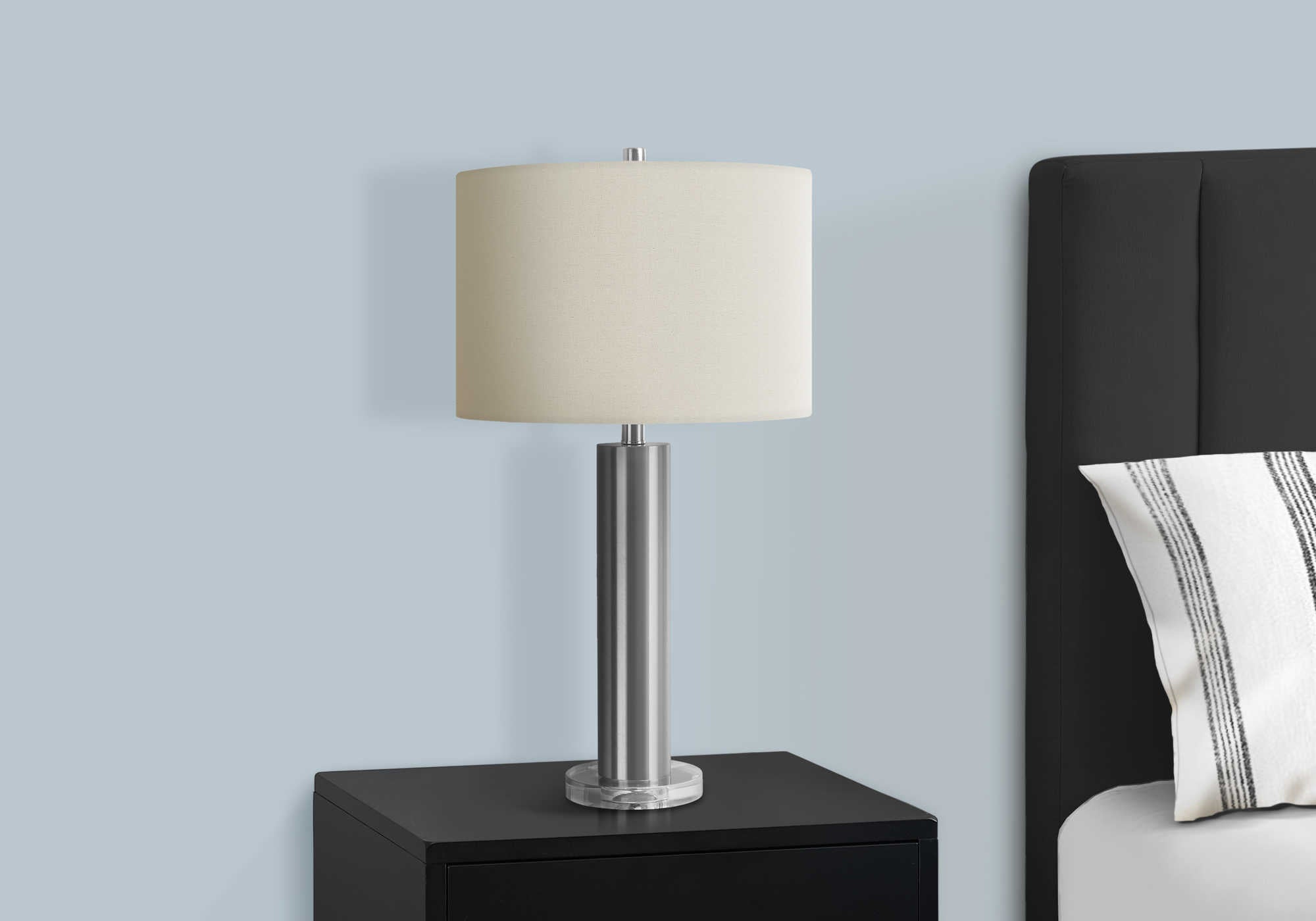 LUMINAIRE - 28"H LAMPE DE TABLE NICKEL METAL / IVOIRE – I 9657.