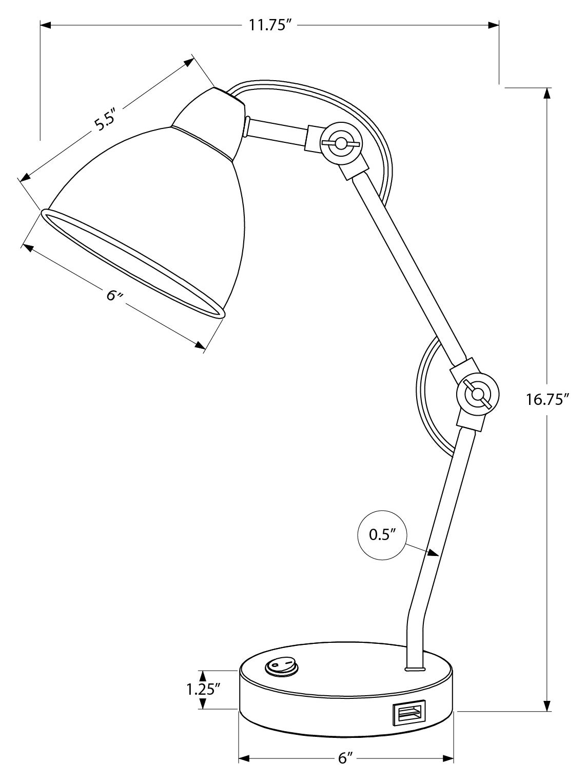 LUMINAIRE - 17"H LAMPE DE TABLE NICKEL METAL/NICKEL/USB – I 9659.