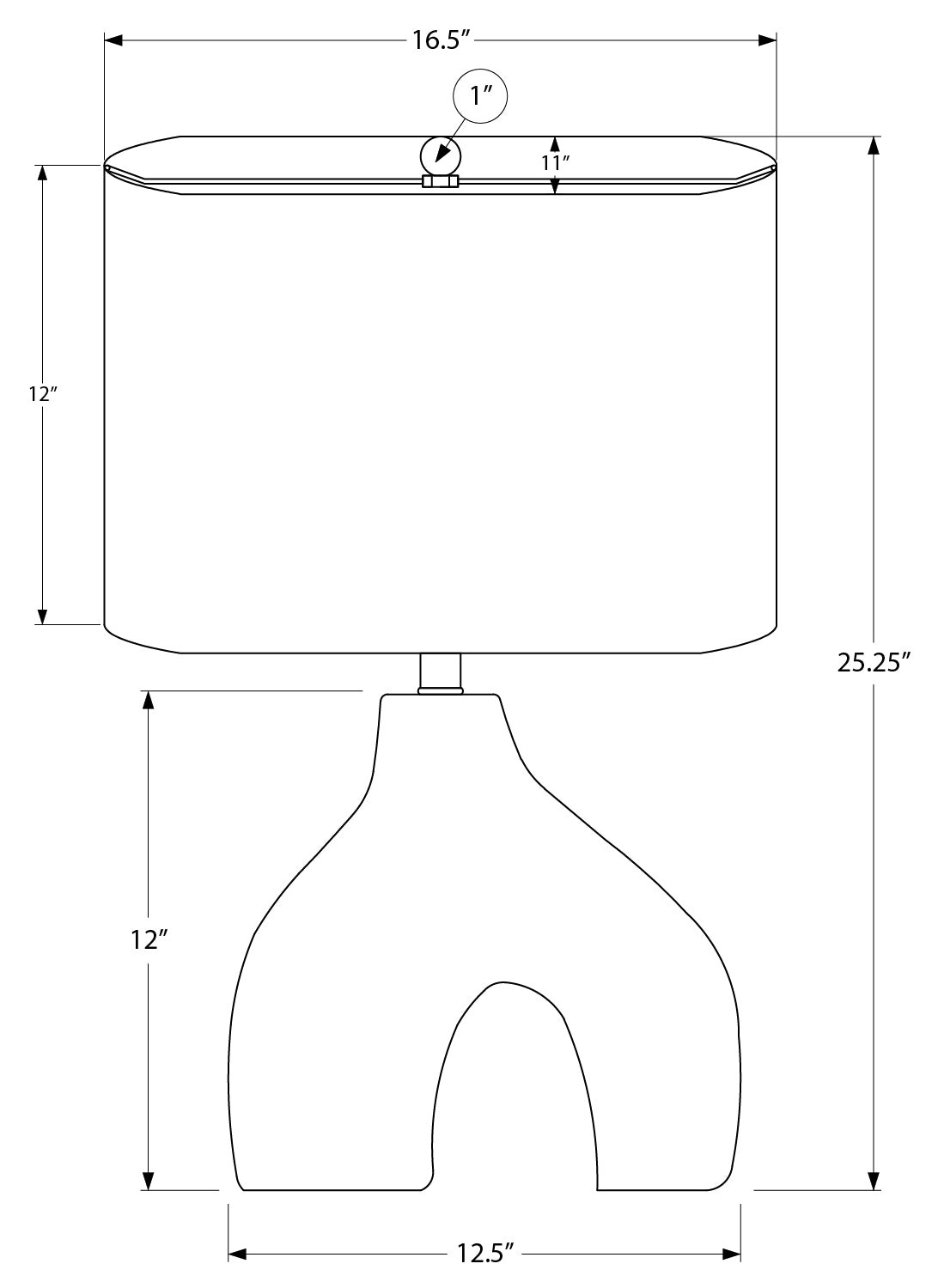 LUMINAIRE - 25"H LAMPE DE TABLE GRIS CERAMIQUE / IVOIRE – I 9661.
