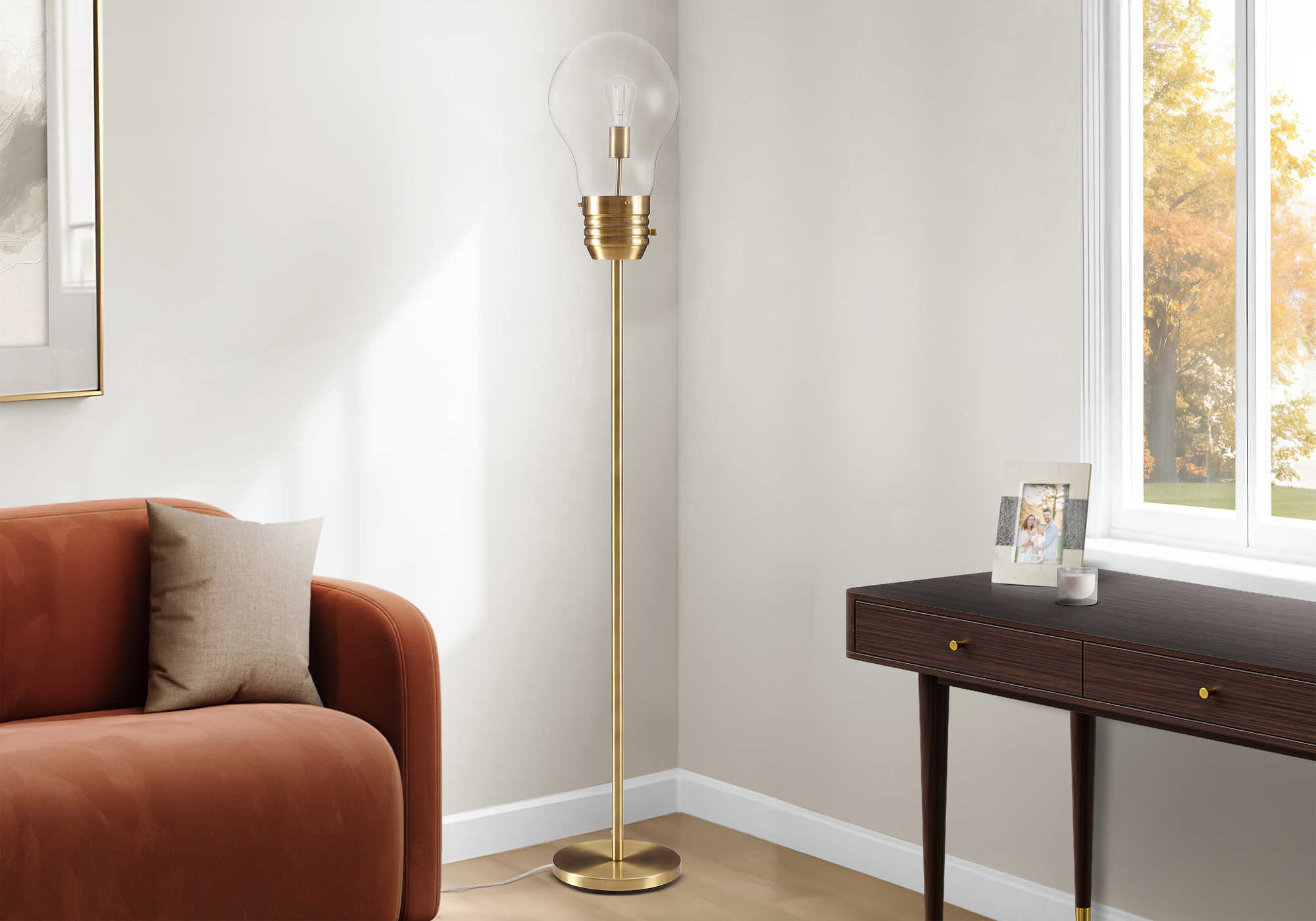 LUMINAIRE - 71"H LAMPE SUR PIED LAITON METAL ANTIQUE – I 9682