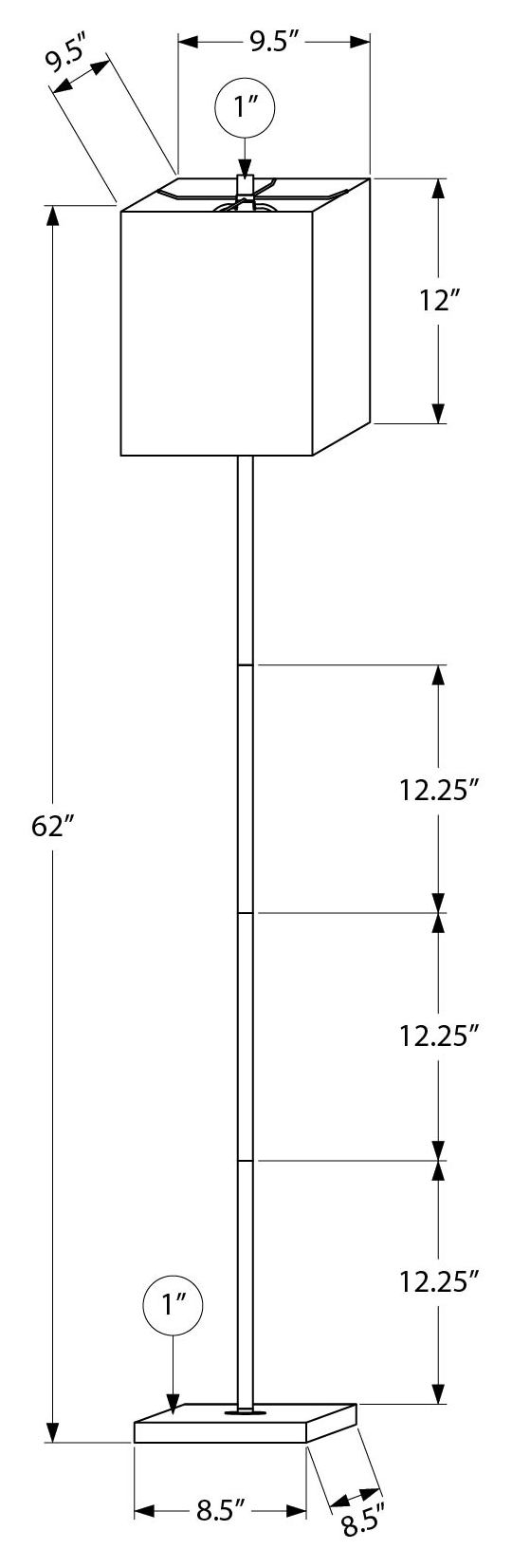 LUMINAIRE - 62"H LAMPE SUR PIED NOIR METAL / NOIR – I 9685