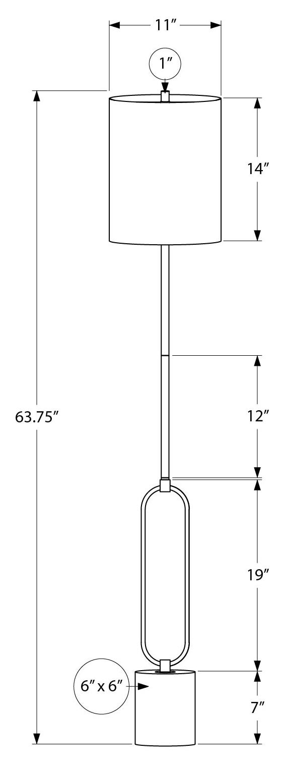 LUMINAIRE - 64"H LAMPE SUR PIED BASE RESINE GRIS / IVOIRE – I 9686