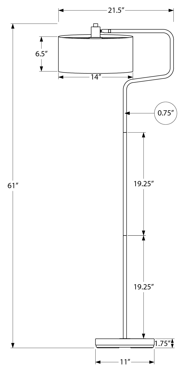 LUMINAIRE - 61"H LAMPE SUR PIED NOIR METAL / BEIGE – I 9690