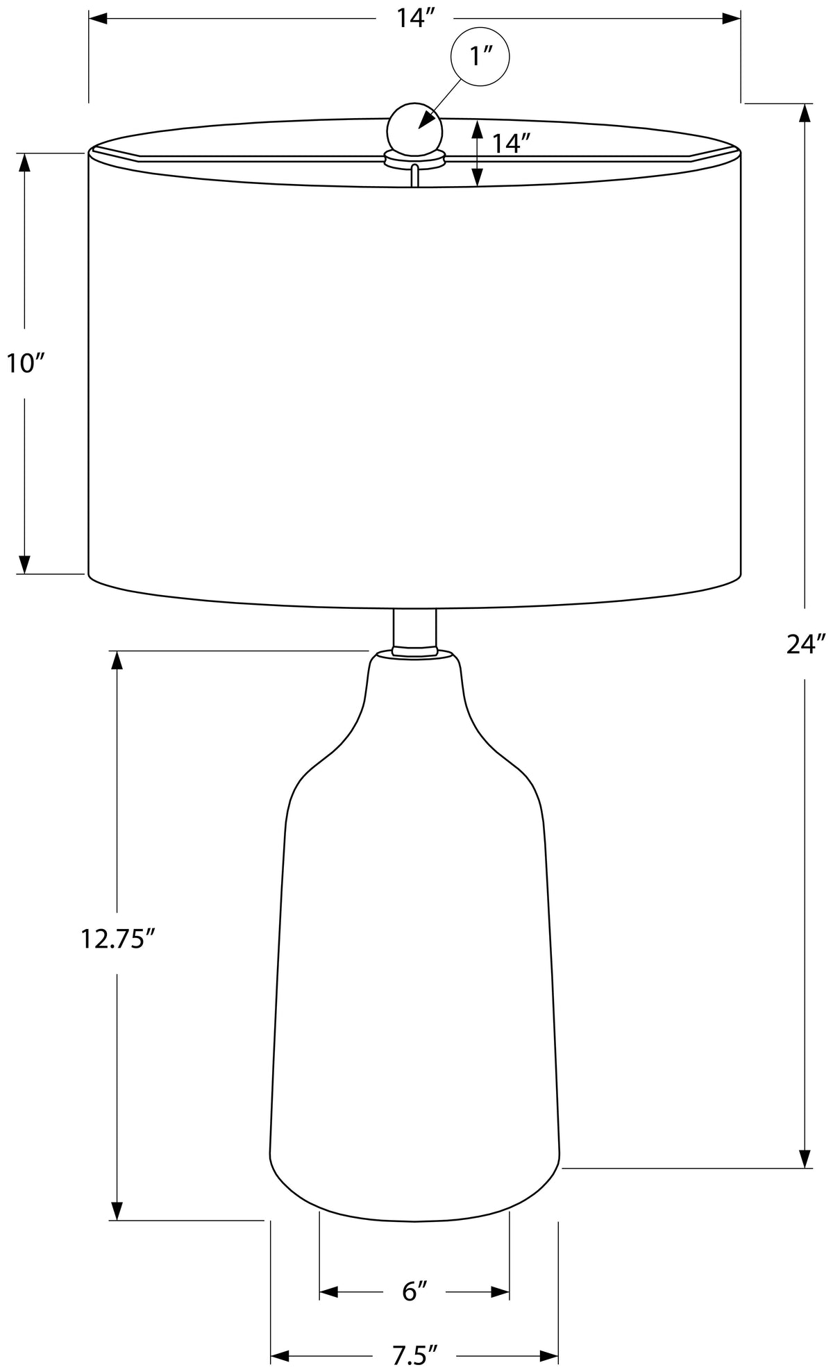 LUMINAIRE - 24"H LAMPE DE TABLE NOIR BETON / GRIS – I 9701