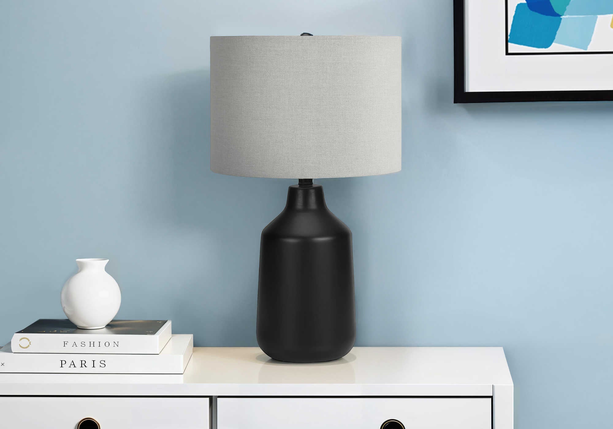 LUMINAIRE - 24"H LAMPE DE TABLE NOIR BETON / GRIS – I 9701.