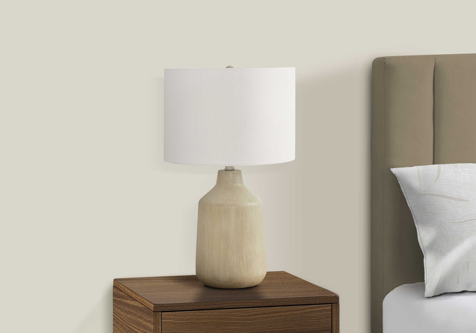 LUMINAIRE - 24"H LAMPE DE TABLE BEIGE BETON / IVOIRE – I 9702.