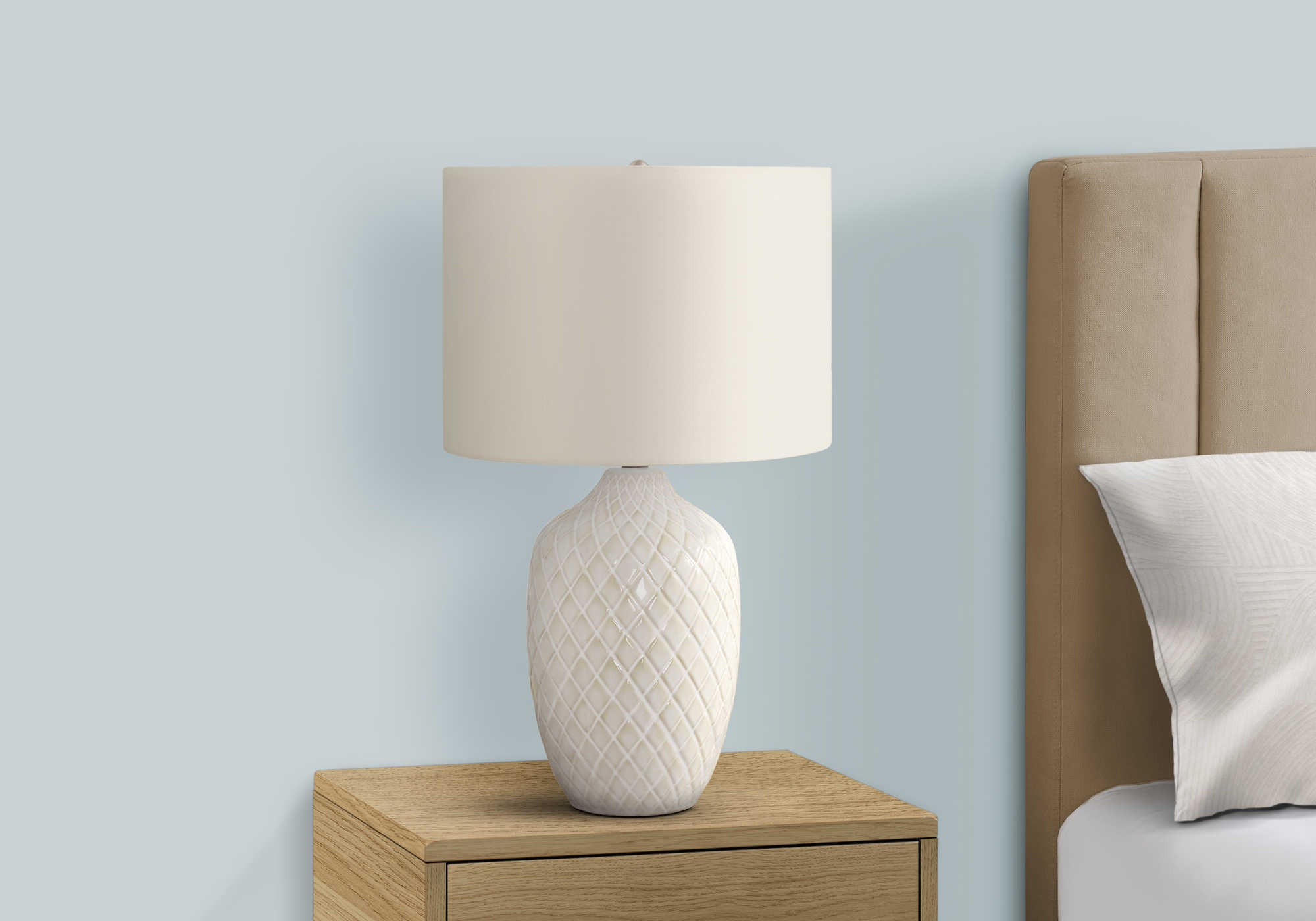 LUMINAIRE - 25"H LAMPE DE TABLE CREME CERAMIQUE / IVOIRE – I 9707.