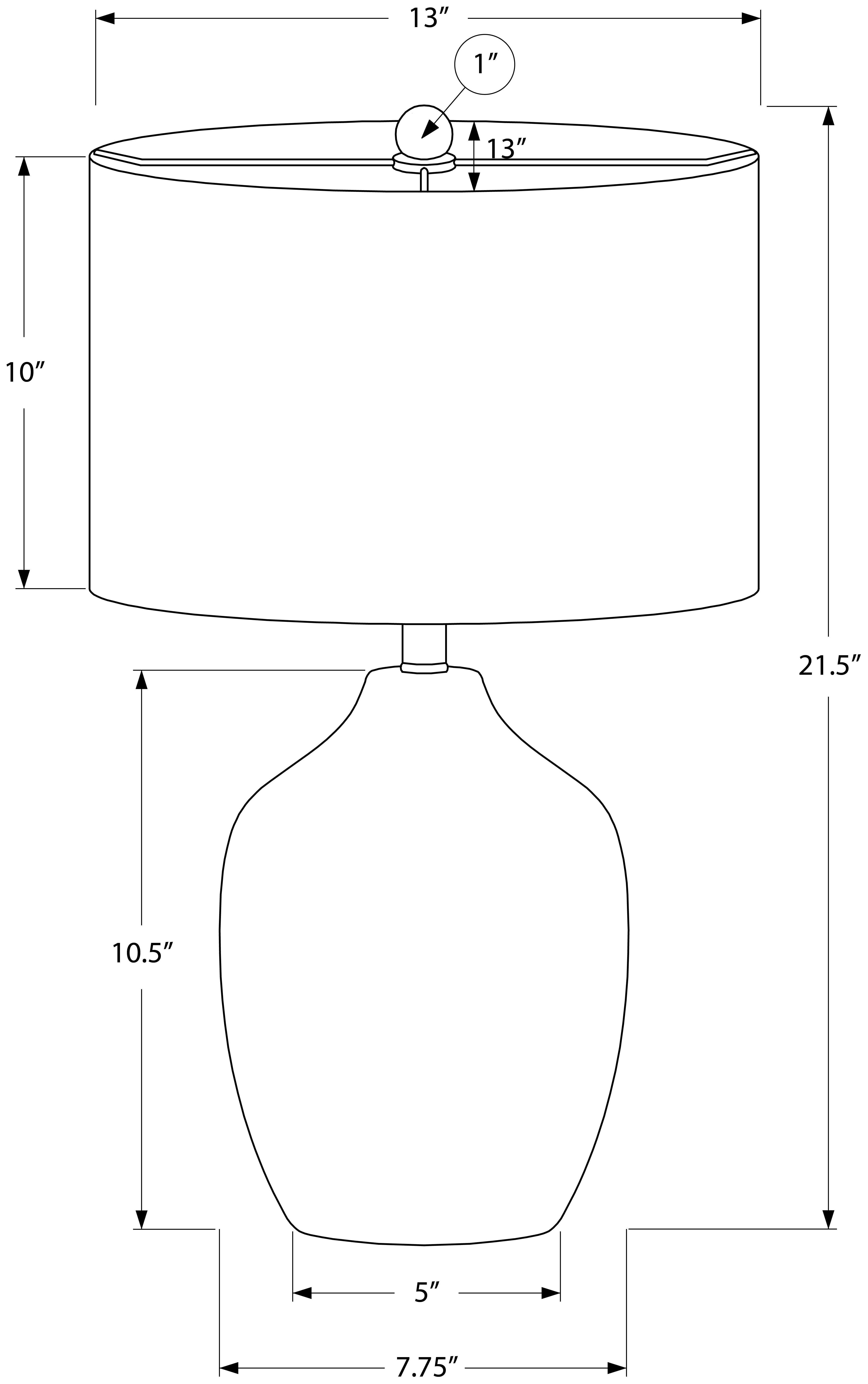 LUMINAIRE - 22"H LAMPE DE TABLE NOIR CERAMIQUE / IVOIRE – I 9708.