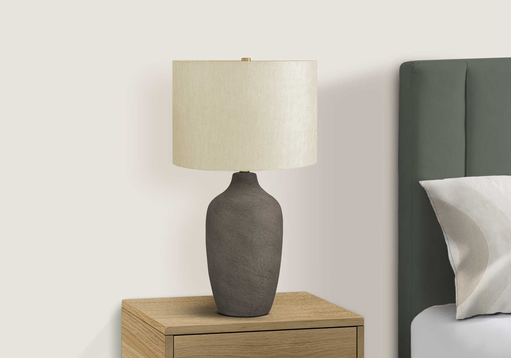 LUMINAIRE - 27"H LAMPE DE TABLE GRIS CERAMIQUE / BEIGE – I 9709.