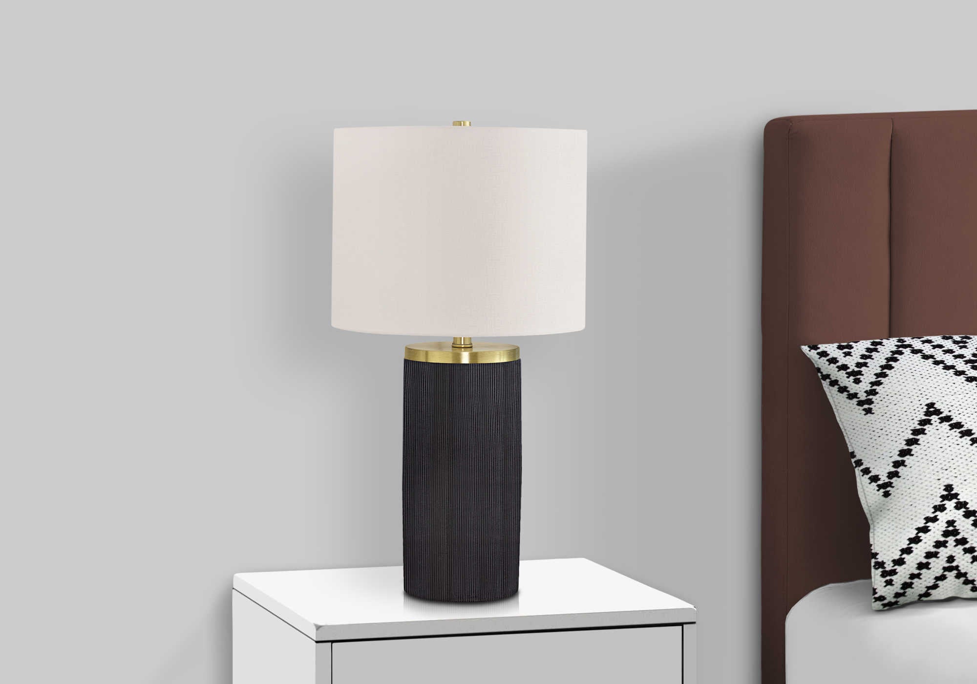 LUMINAIRE - 24"H LAMPE DE TABLE NOIR BETON / IVOIRE – I 9710.