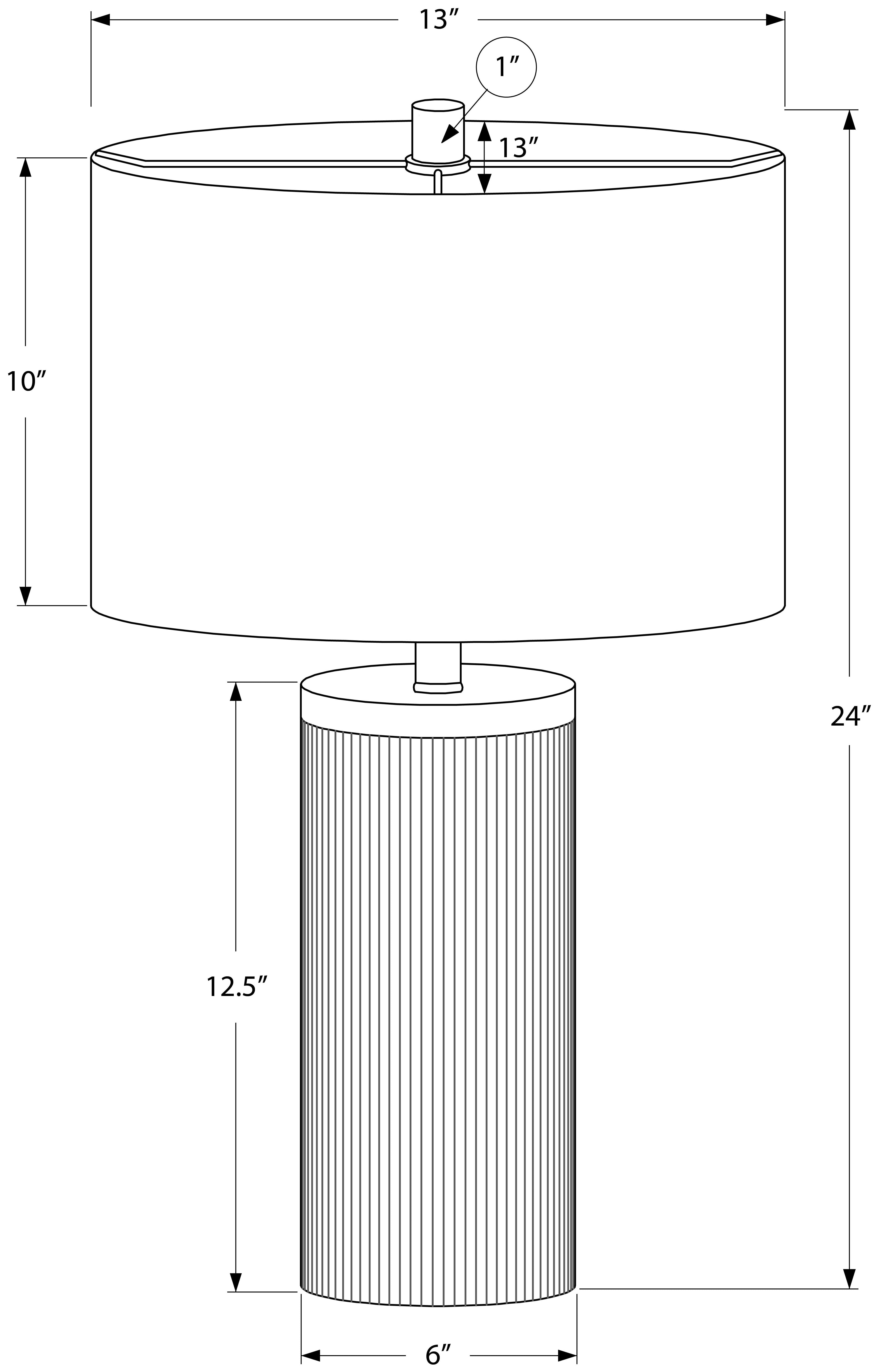 LUMINAIRE - 24"H LAMPE DE TABLE NOIR BETON / IVOIRE – I 9710.