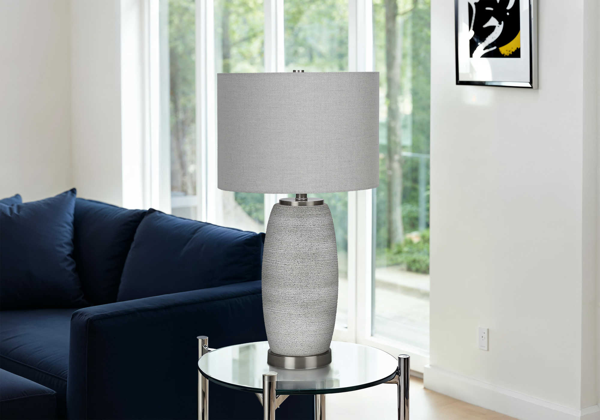 LUMINAIRE - 25"H LAMPE DE TABLE GRIS CERAMIQUE / GRIS – I 9711.