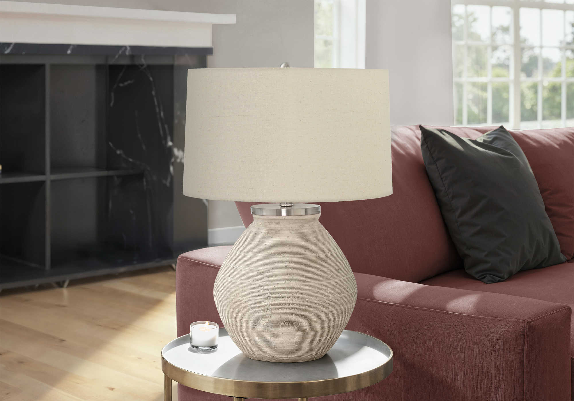 LUMINAIRE - 25"H LAMPE DE TABLE CREME BETON / BEIGE – I 9714.