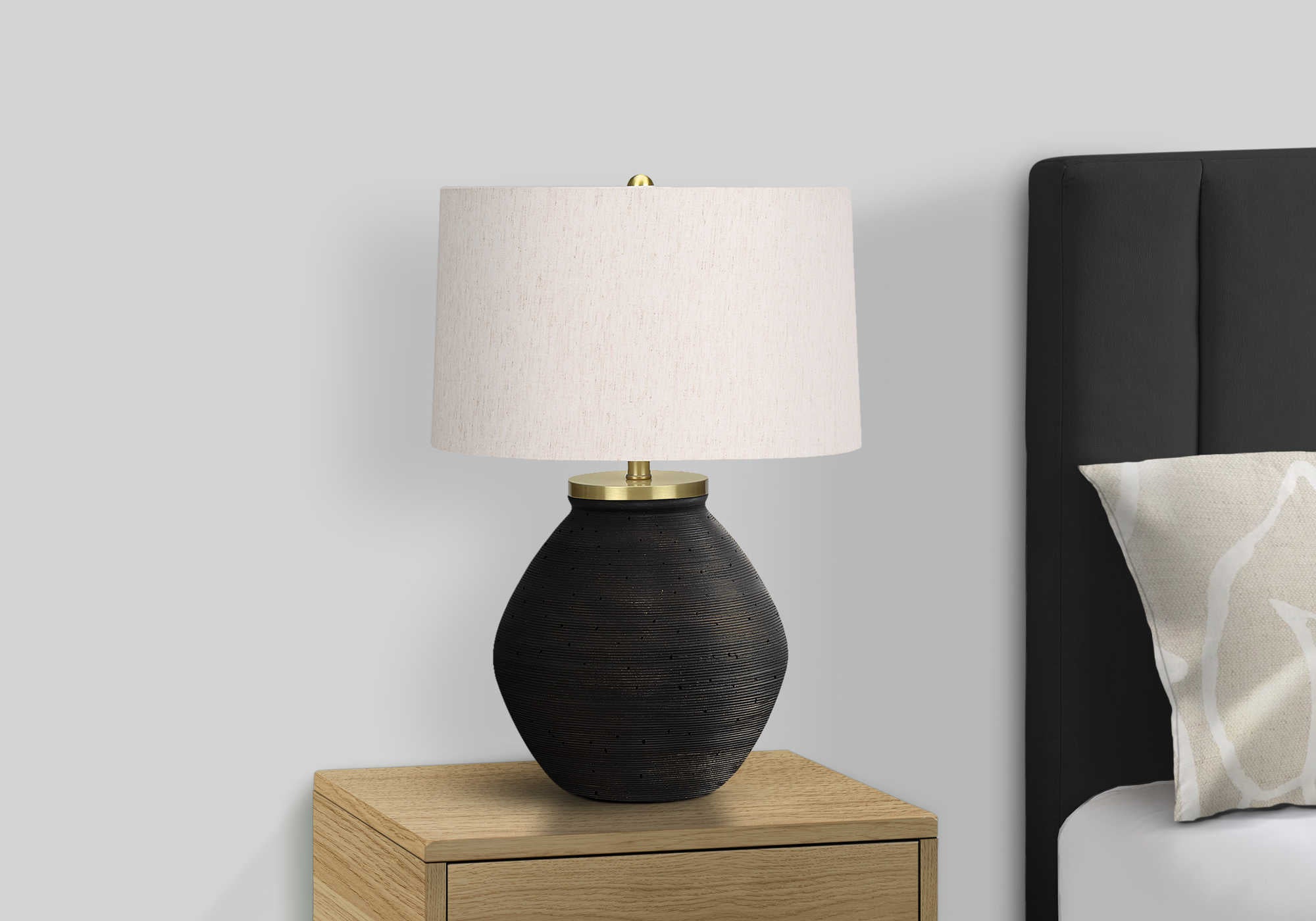 LUMINAIRE - 25"H LAMPE DE TABLE NOIR BETON / IVOIRE – I 9715.